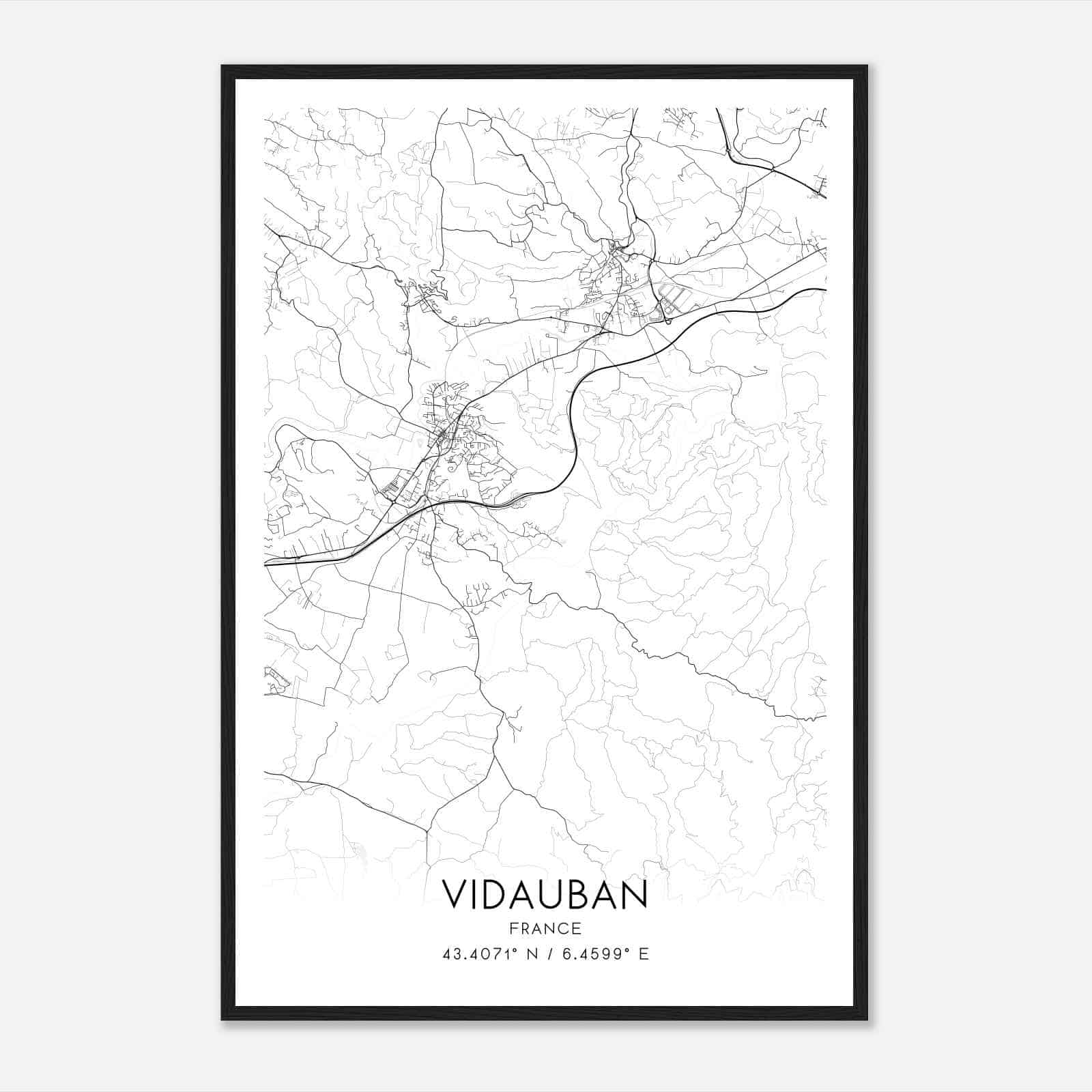 Vidauban France Map Poster, Modern Home Decor Wall Art Print