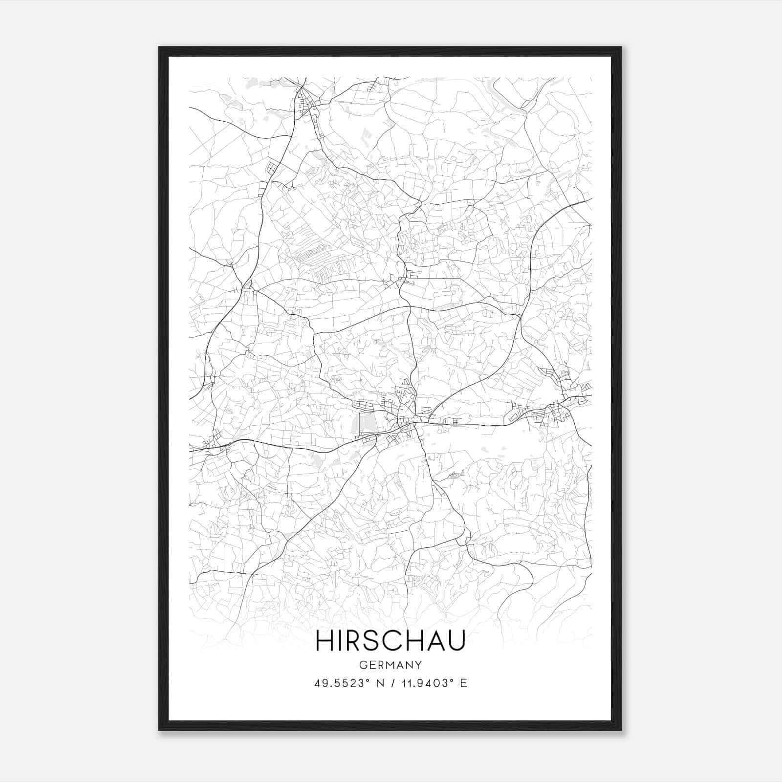 Hirschau Germany Map Poster, Modern Home Decor Wall Art Print