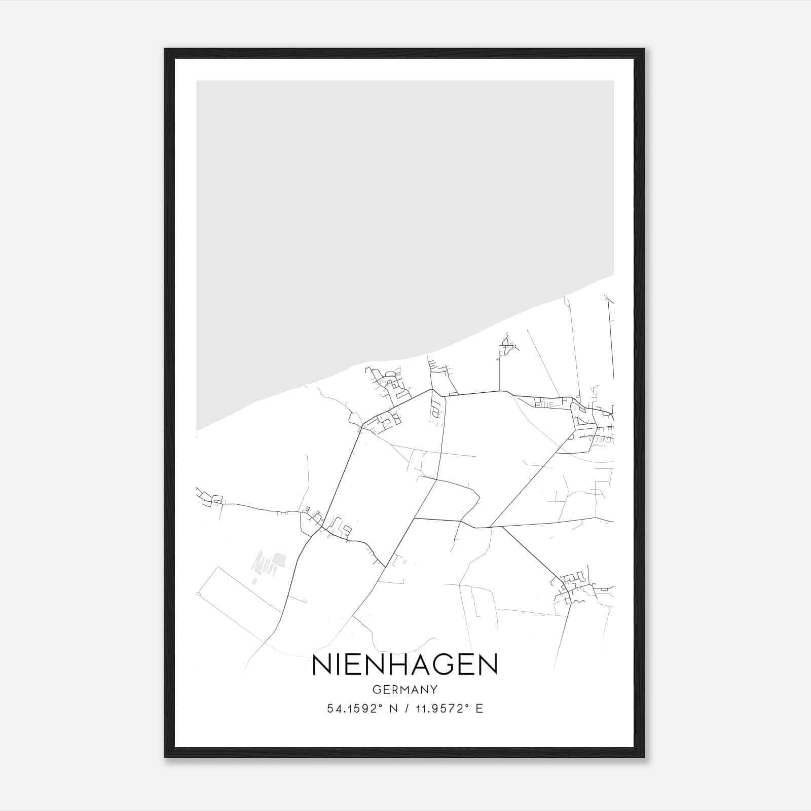 Nienhagen Germany Map Poster, Modern Home Decor Wall Art Print