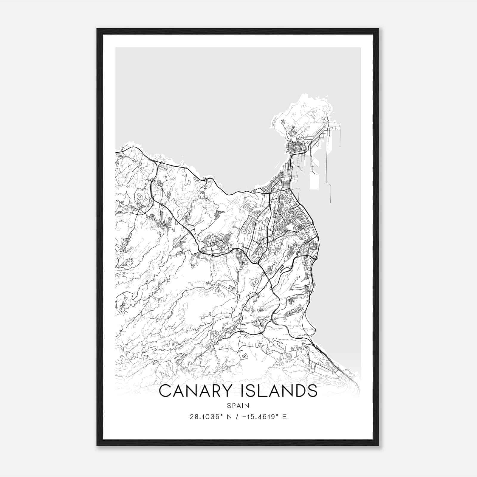 Las Palmas Spain Map Poster, Modern Home Decor Wall Art Print