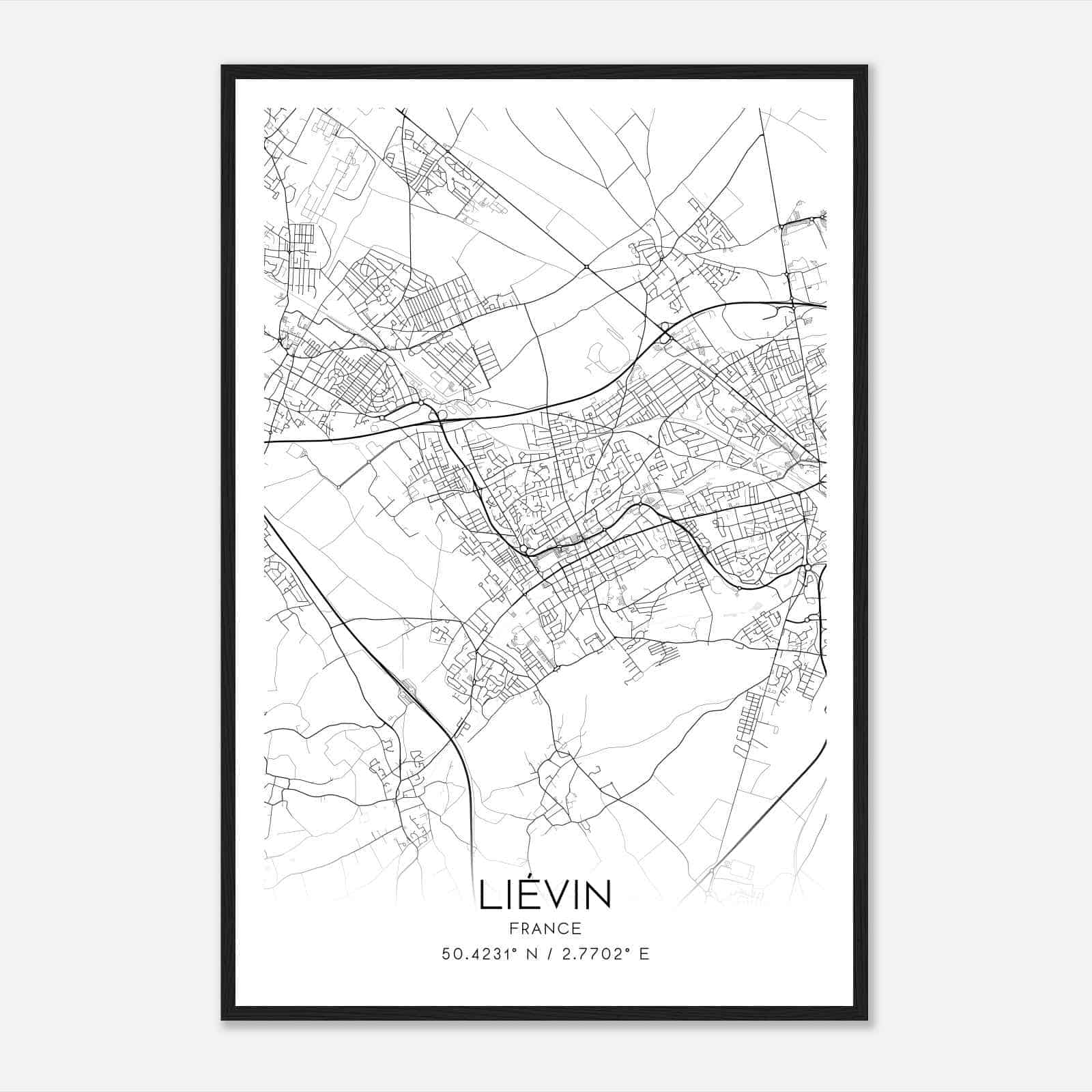 Lievin France Map Poster, Modern Home Decor Wall Art Print