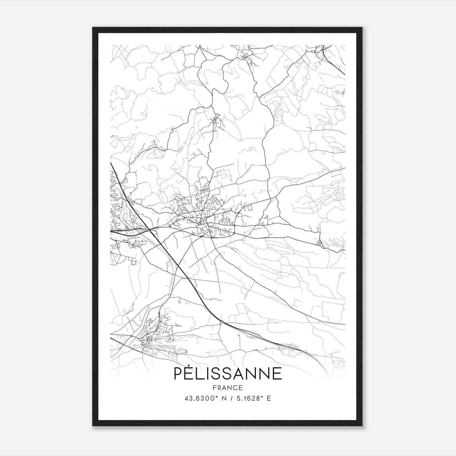 Pelissanne France Map Poster, Modern Home Decor Wall Art Print