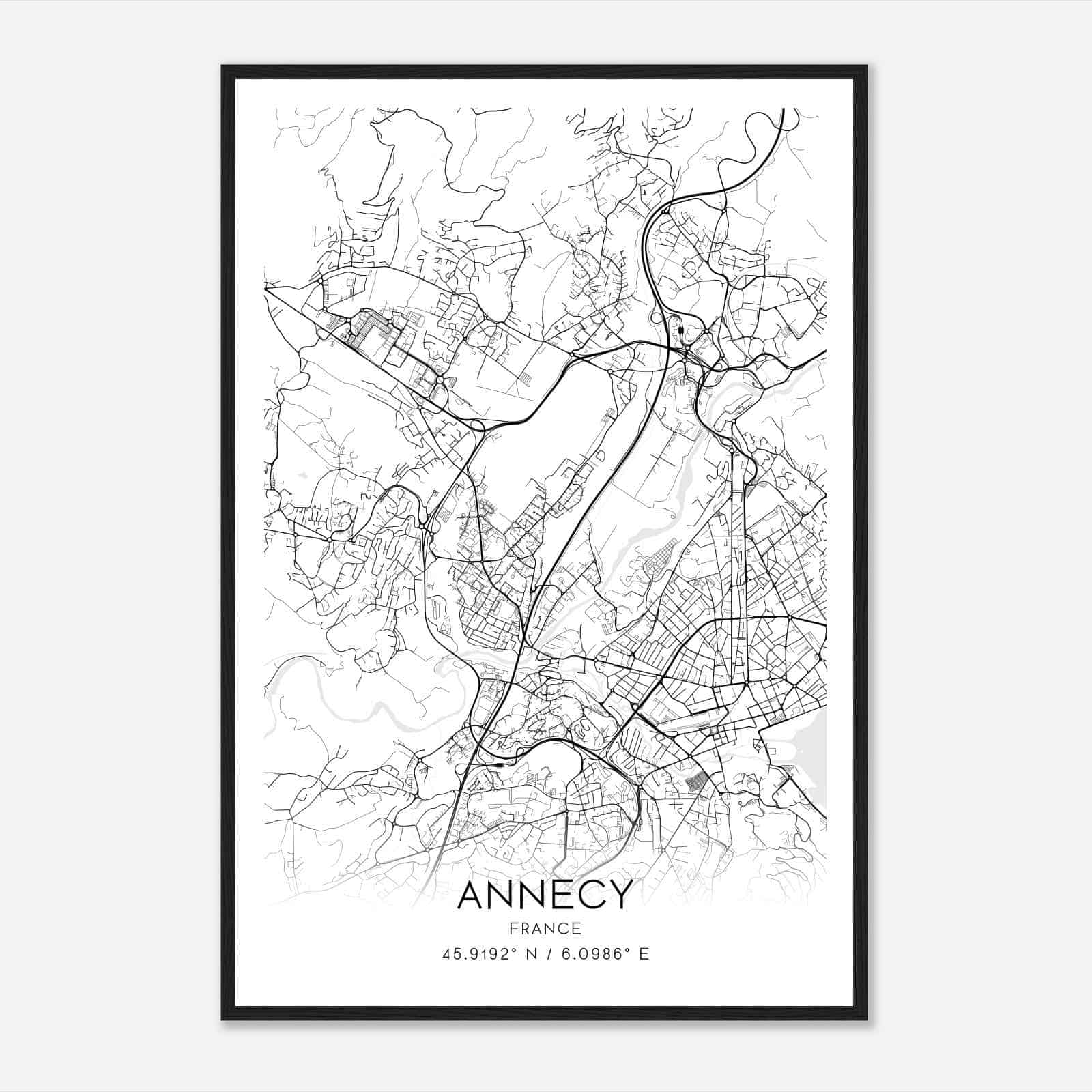 Meythet France Map Poster, Modern Home Decor Wall Art Print