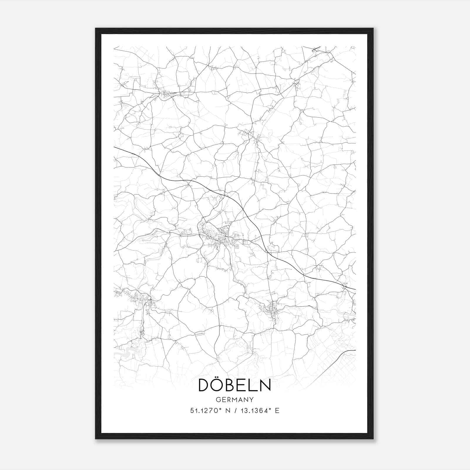 Dobeln Germany Map Poster, Modern Home Decor Wall Art Print