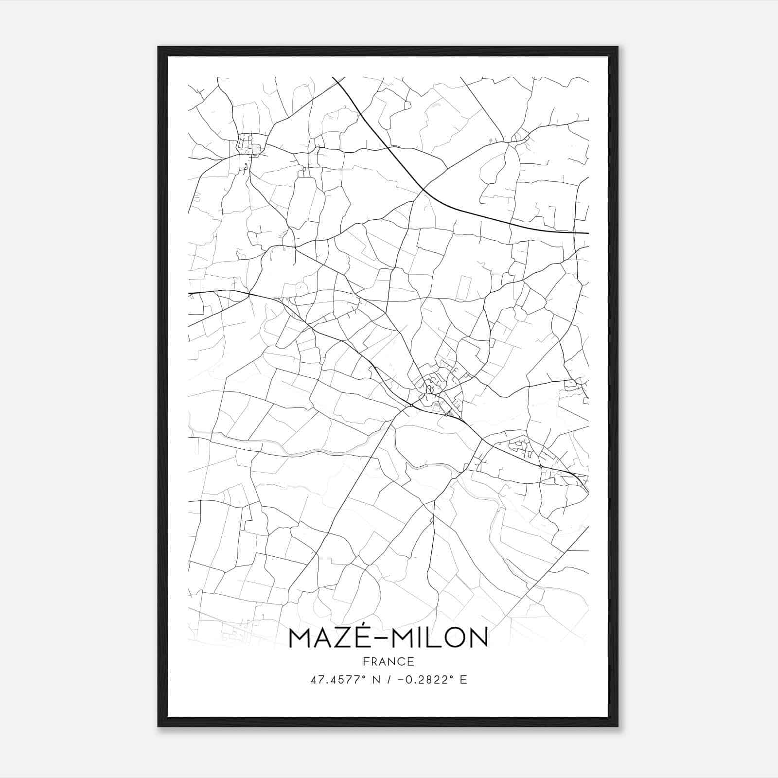 Maze France Map Poster, Modern Home Decor Wall Art Print