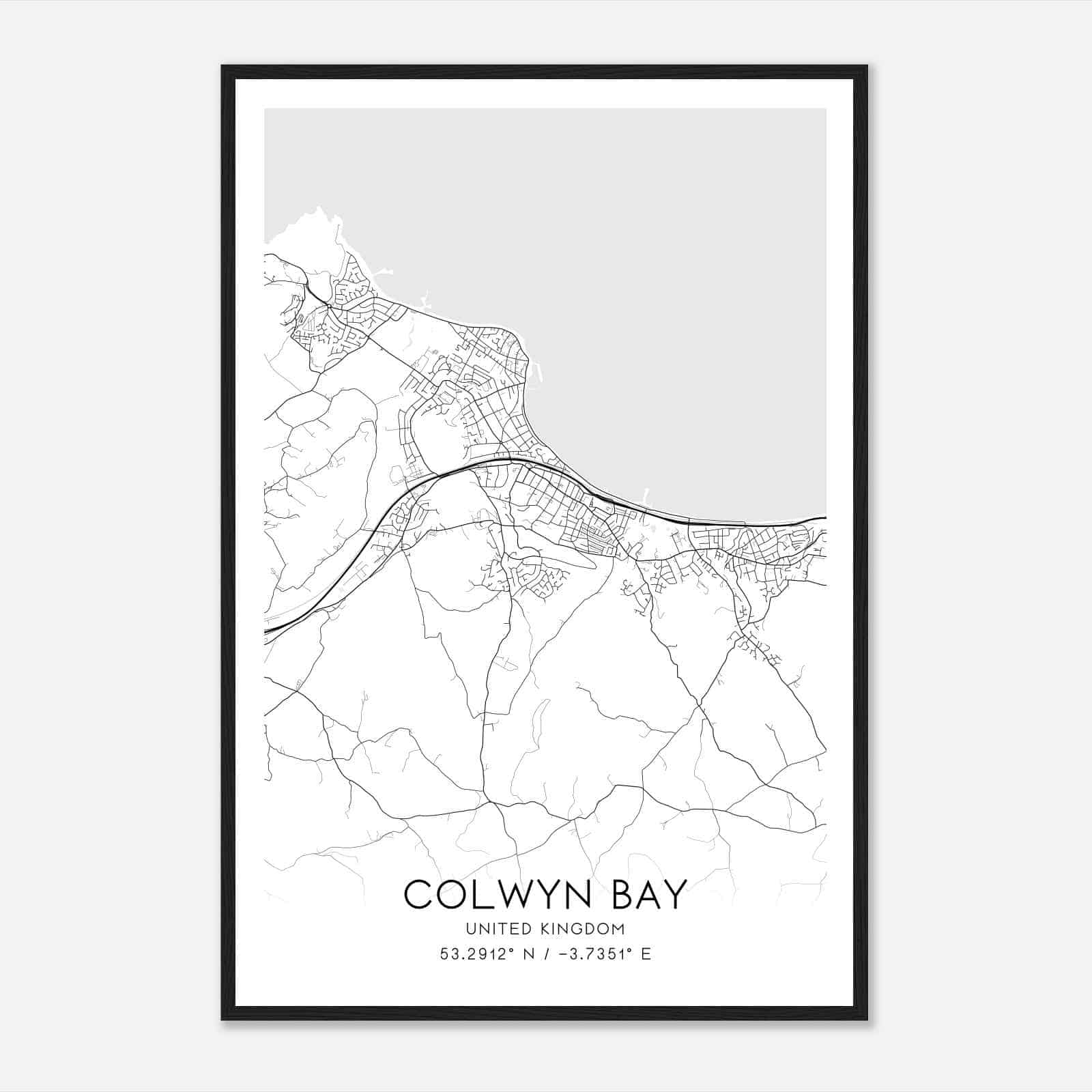 Colwyn Bay United Kingdom Map Poster, Modern Home Decor Wall Art Print