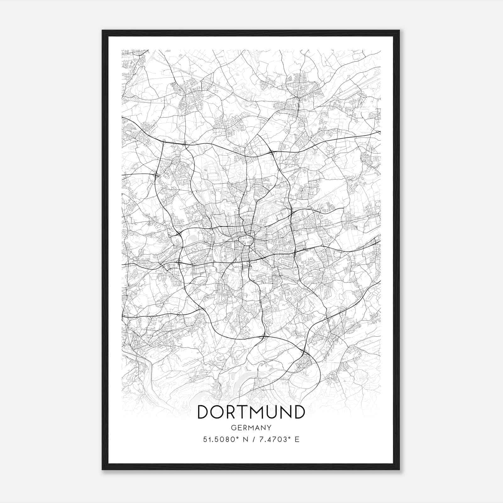 Dortmund Germany Map Poster, Modern Home Decor Wall Art Print