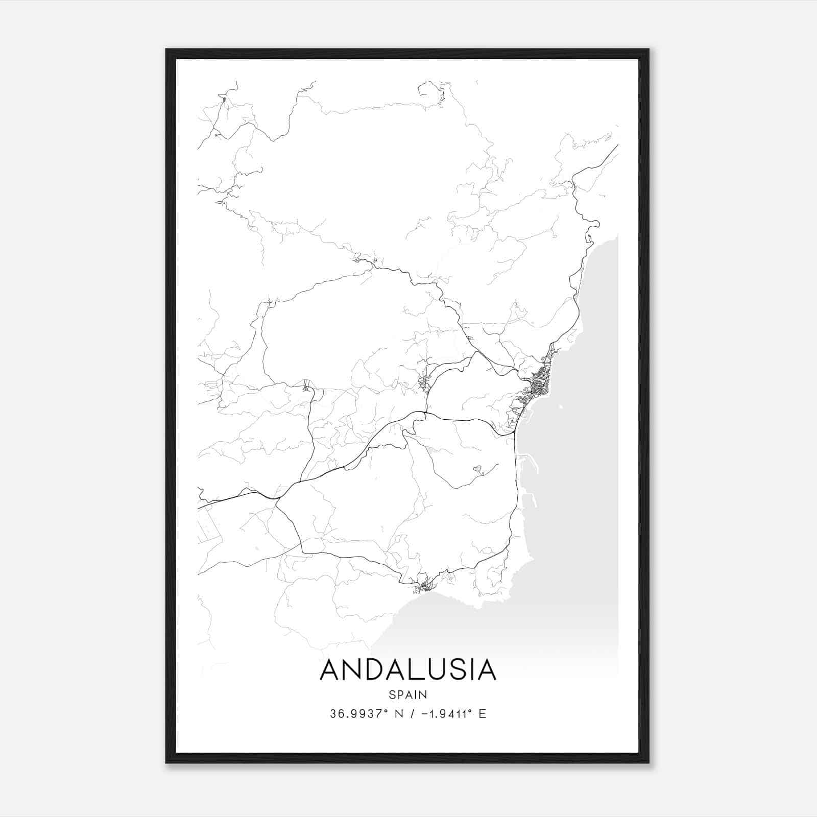 Carboneras Spain Map Poster, Modern Home Decor Wall Art Print