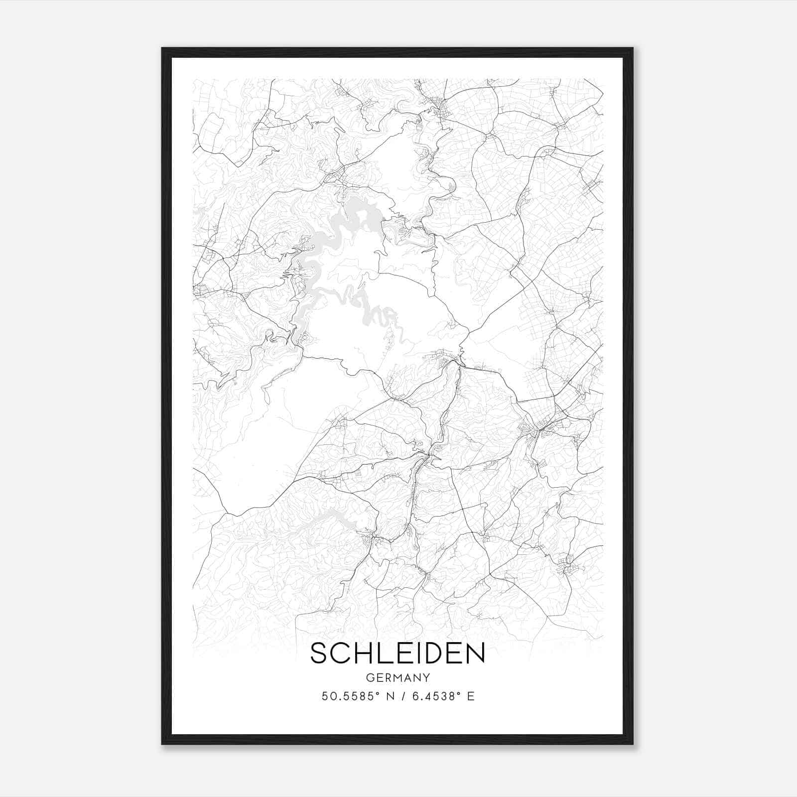 Schleiden Germany Map Poster, Modern Home Decor Wall Art Print
