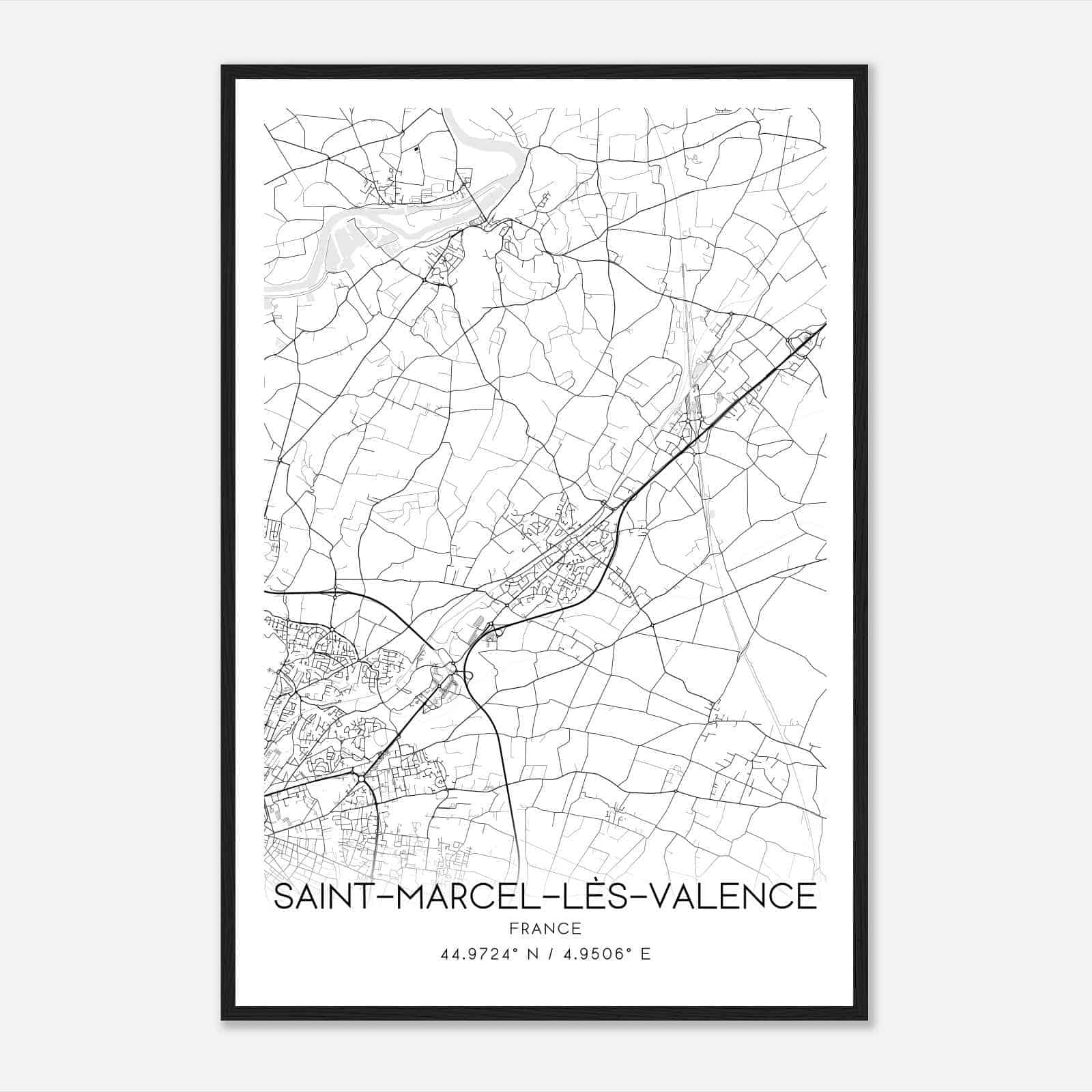 Saint-Marcel-les-Valence France Map Poster, Modern Home Decor Wall Art Print