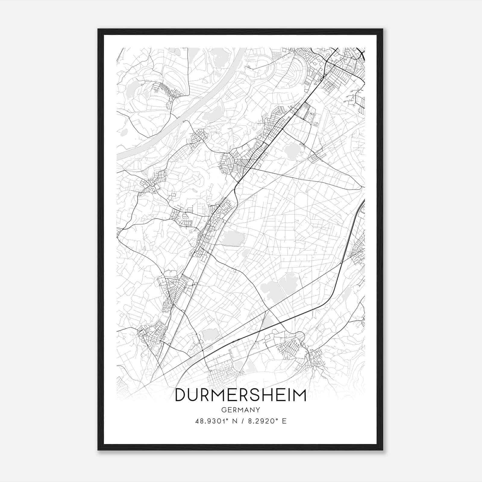 Durmersheim Germany Map Poster, Modern Home Decor Wall Art Print