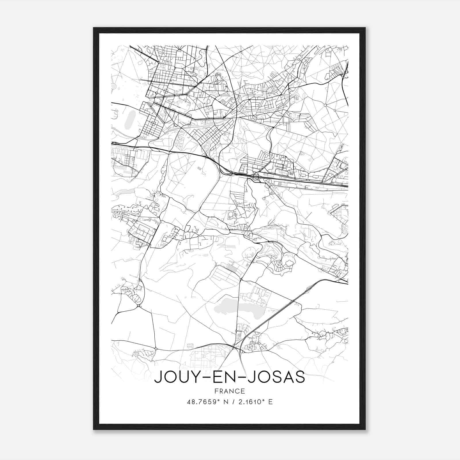 Jouy-en-Josas France Map Poster, Modern Home Decor Wall Art Print