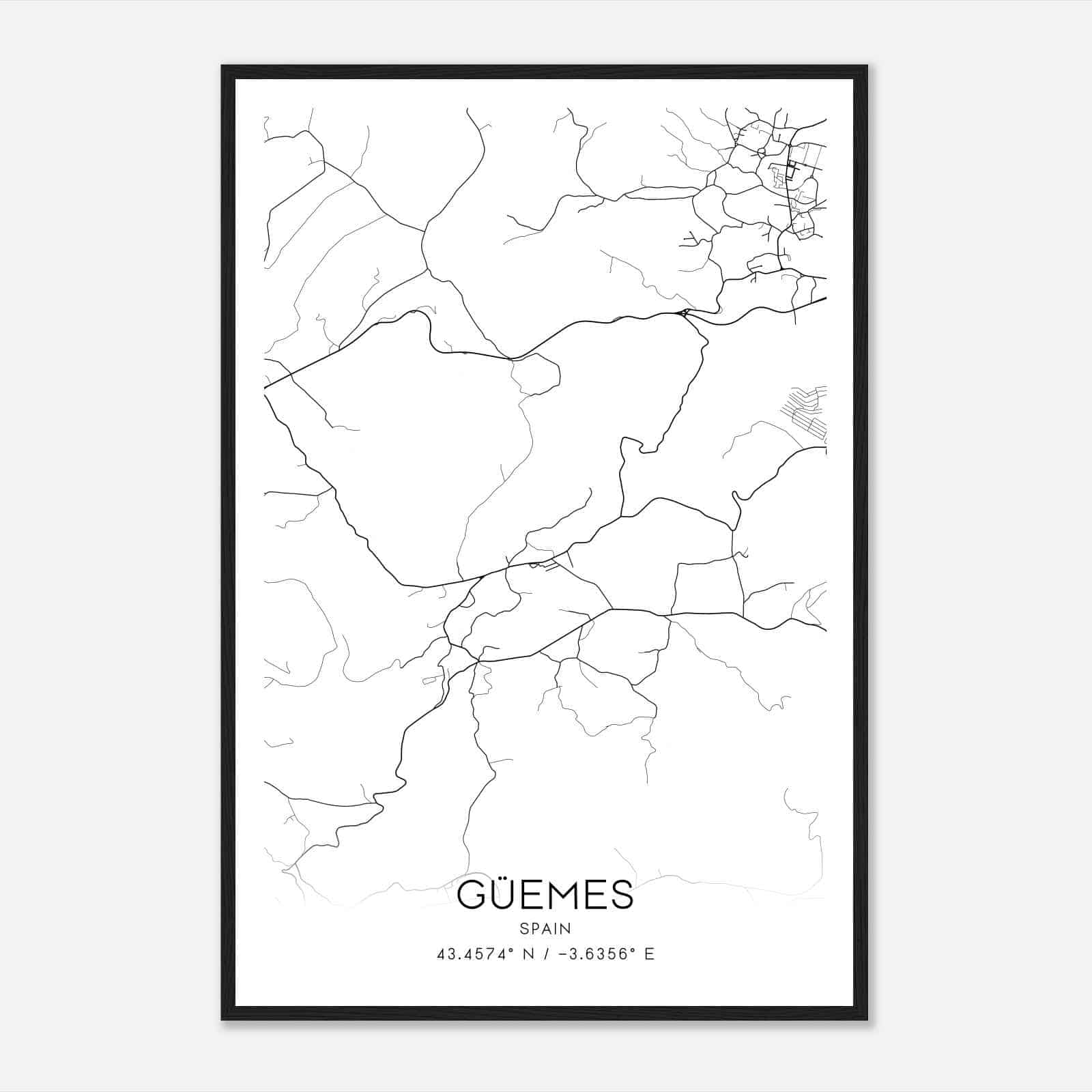 Guenes Spain Map Poster, Modern Home Decor Wall Art Print