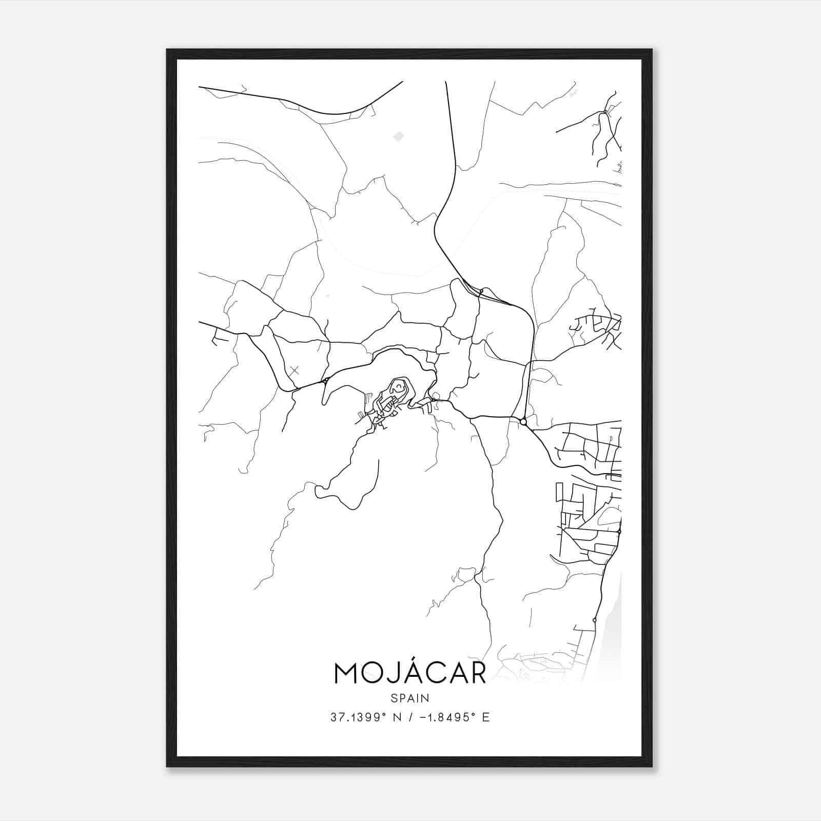 Mojacar Spain Map Poster, Modern Home Decor Wall Art Print