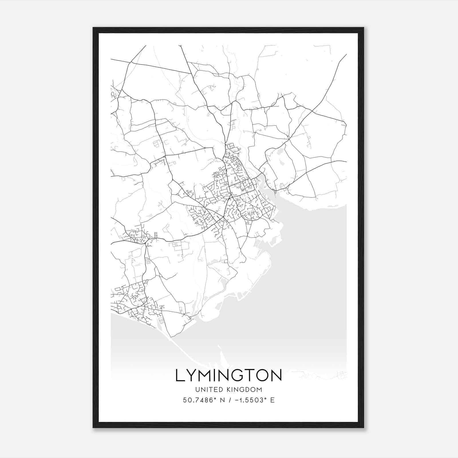 Lymington United Kingdom Map Poster, Modern Home Decor Wall Art Print