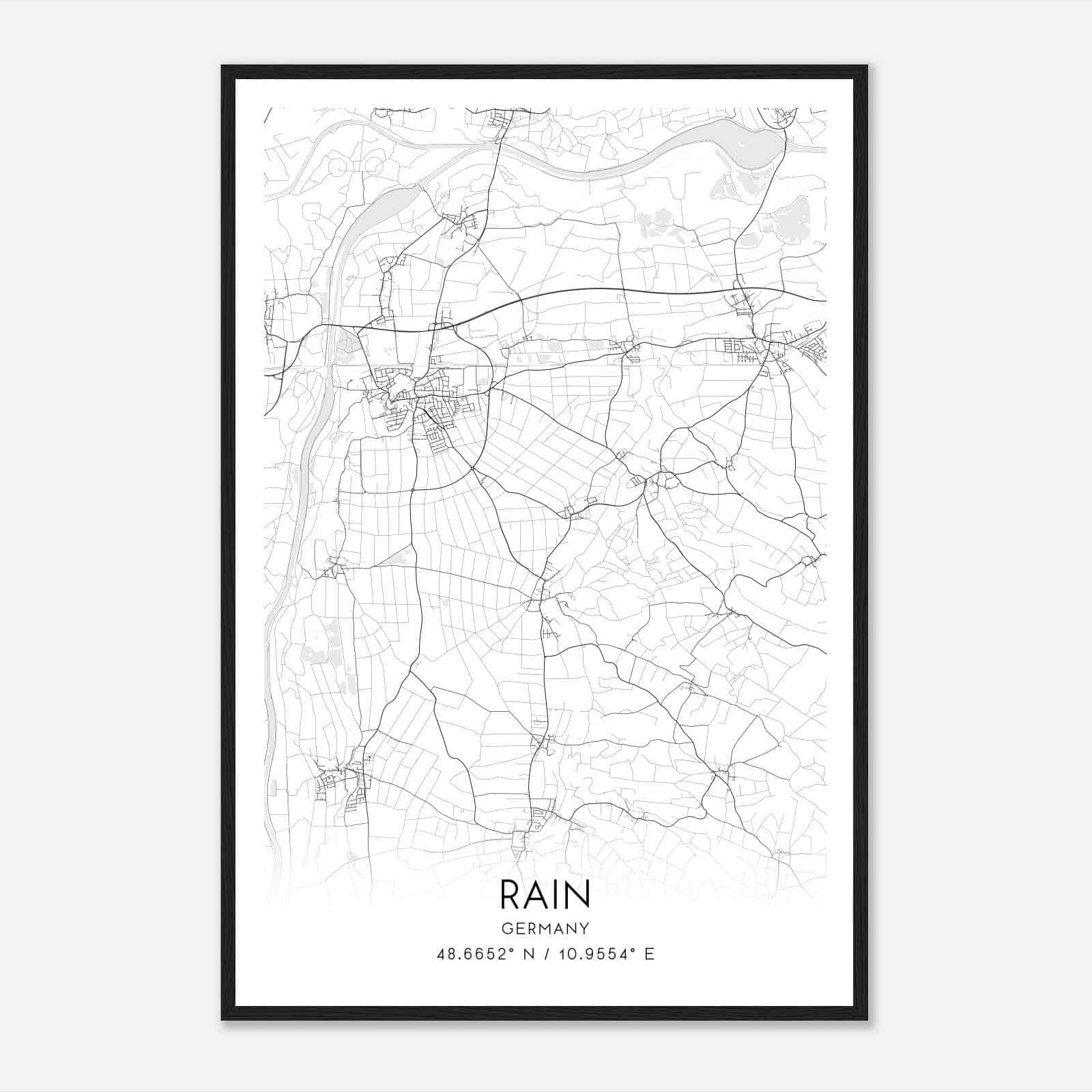Rain Germany Map Poster, Modern Home Decor Wall Art Print