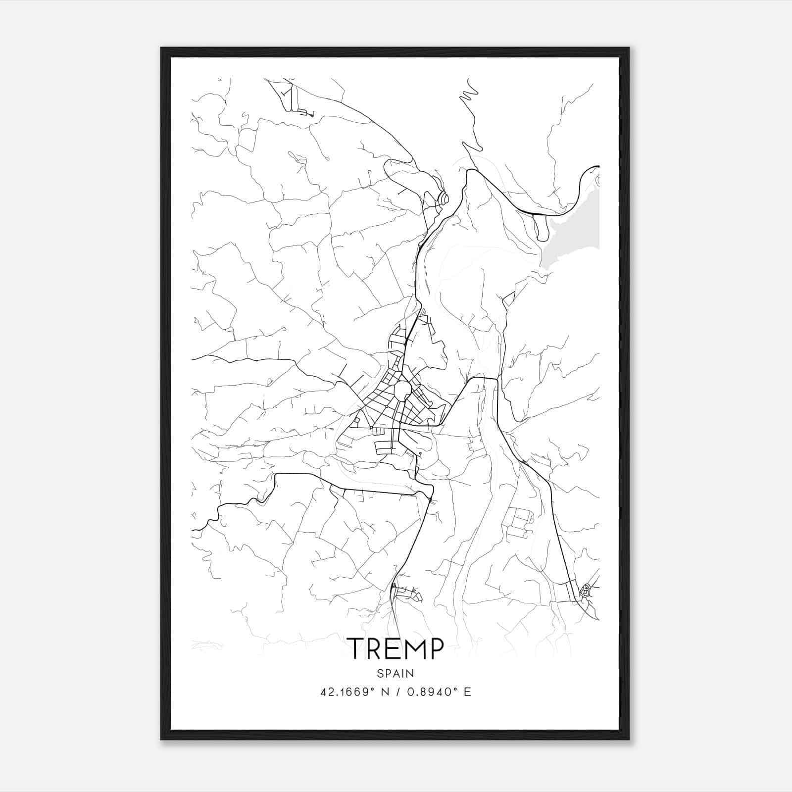 Tremp Spain Map Poster, Modern Home Decor Wall Art Print
