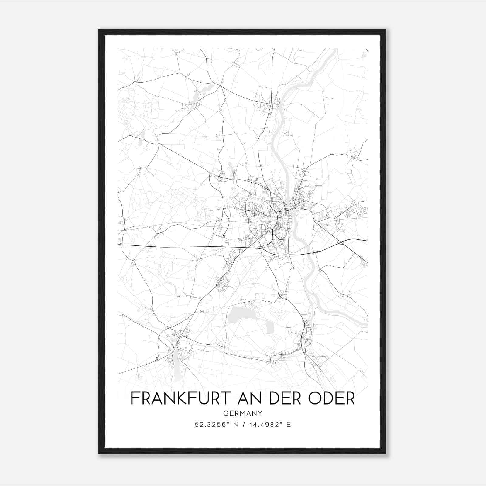 Frankfurt (Oder) Germany Map Poster, Modern Home Decor Wall Art Print