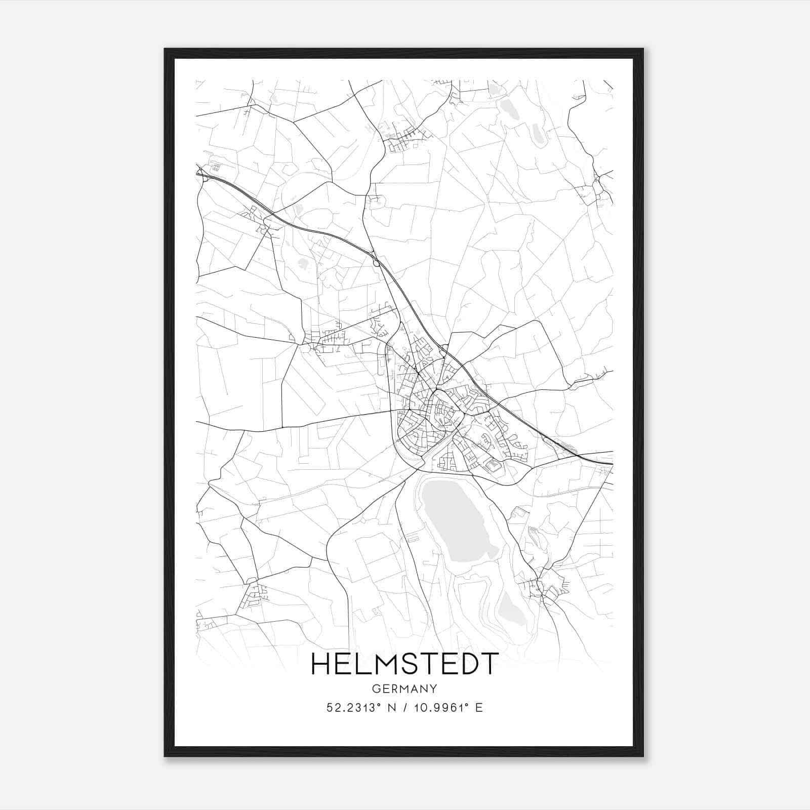 Helmstedt Germany Map Poster, Modern Home Decor Wall Art Print