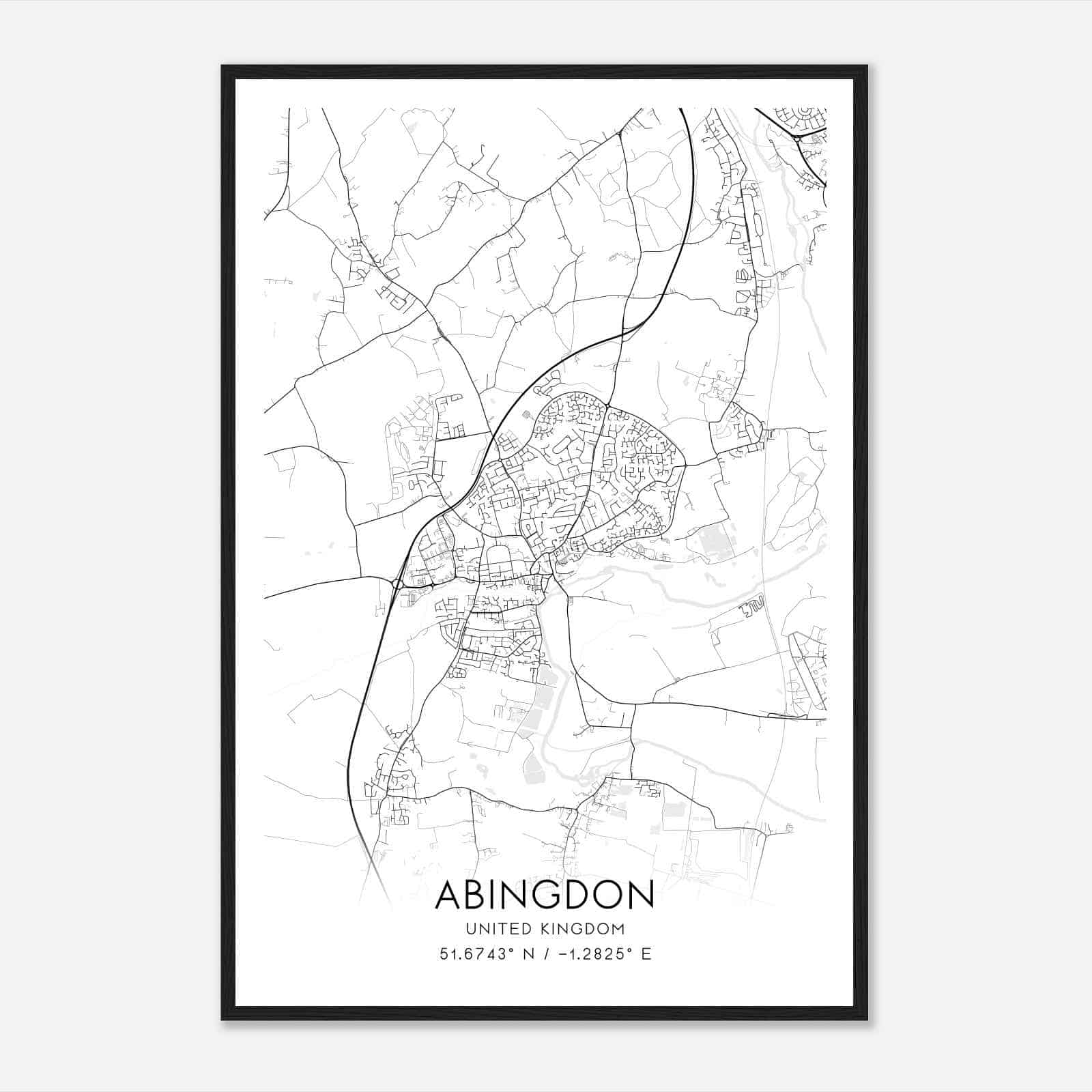 Abingdon United Kingdom Map Poster, Modern Home Decor Wall Art Print