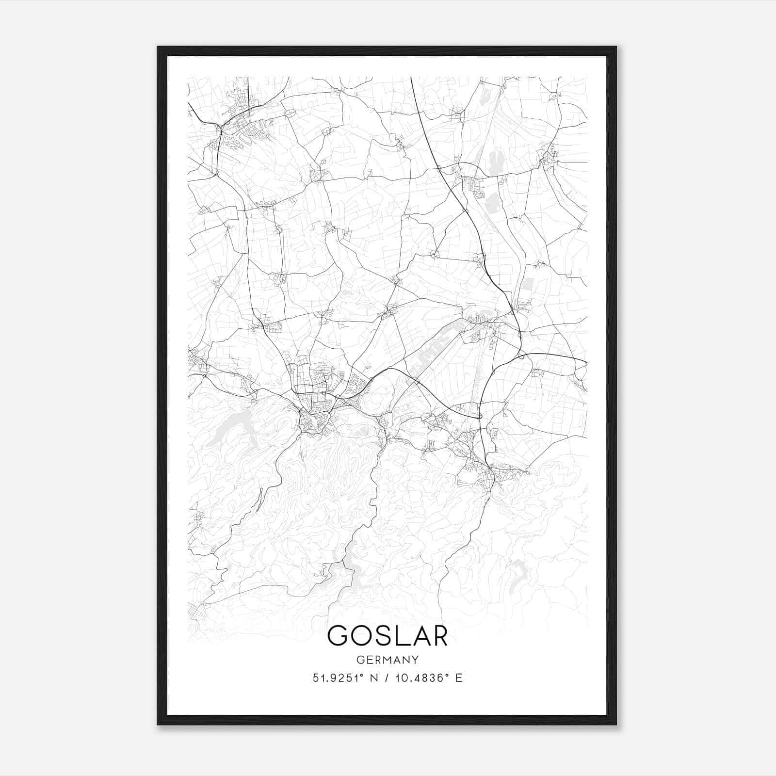 Goslar Germany Map Poster, Modern Home Decor Wall Art Print