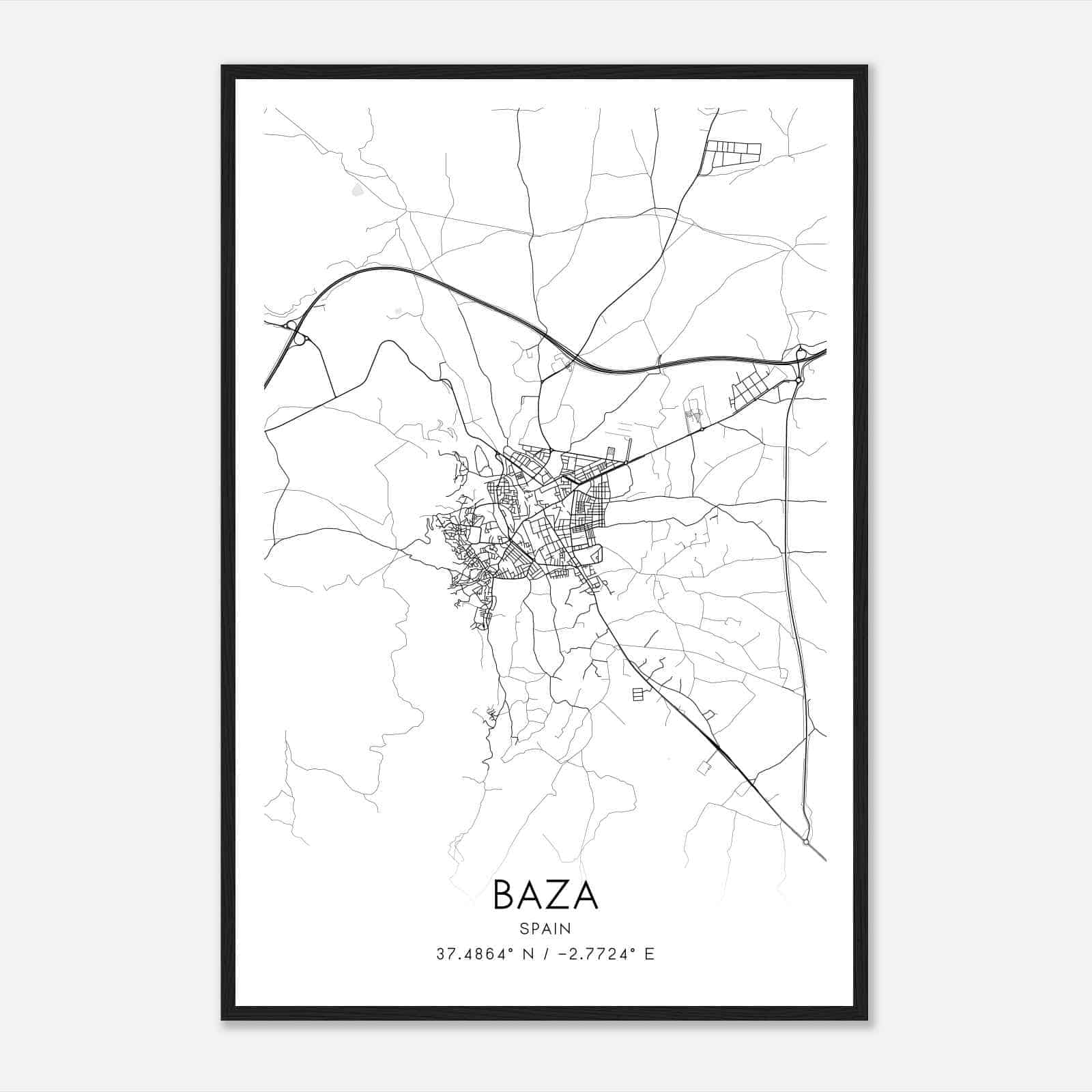 Baza Spain Map Poster, Modern Home Decor Wall Art Print