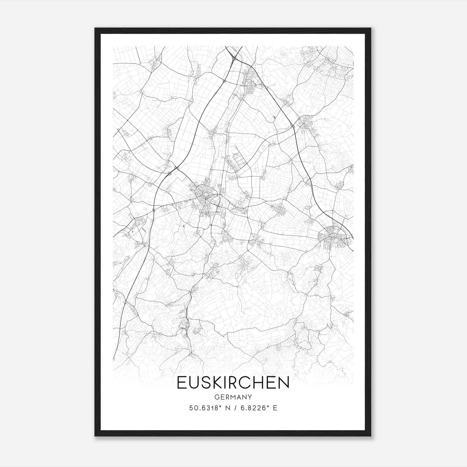Euskirchen Germany Map Poster, Modern Home Decor Wall Art Print
