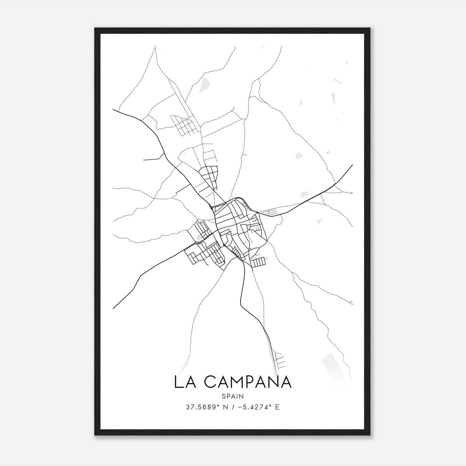 La Campana Spain Map Poster, Modern Home Decor Wall Art Print