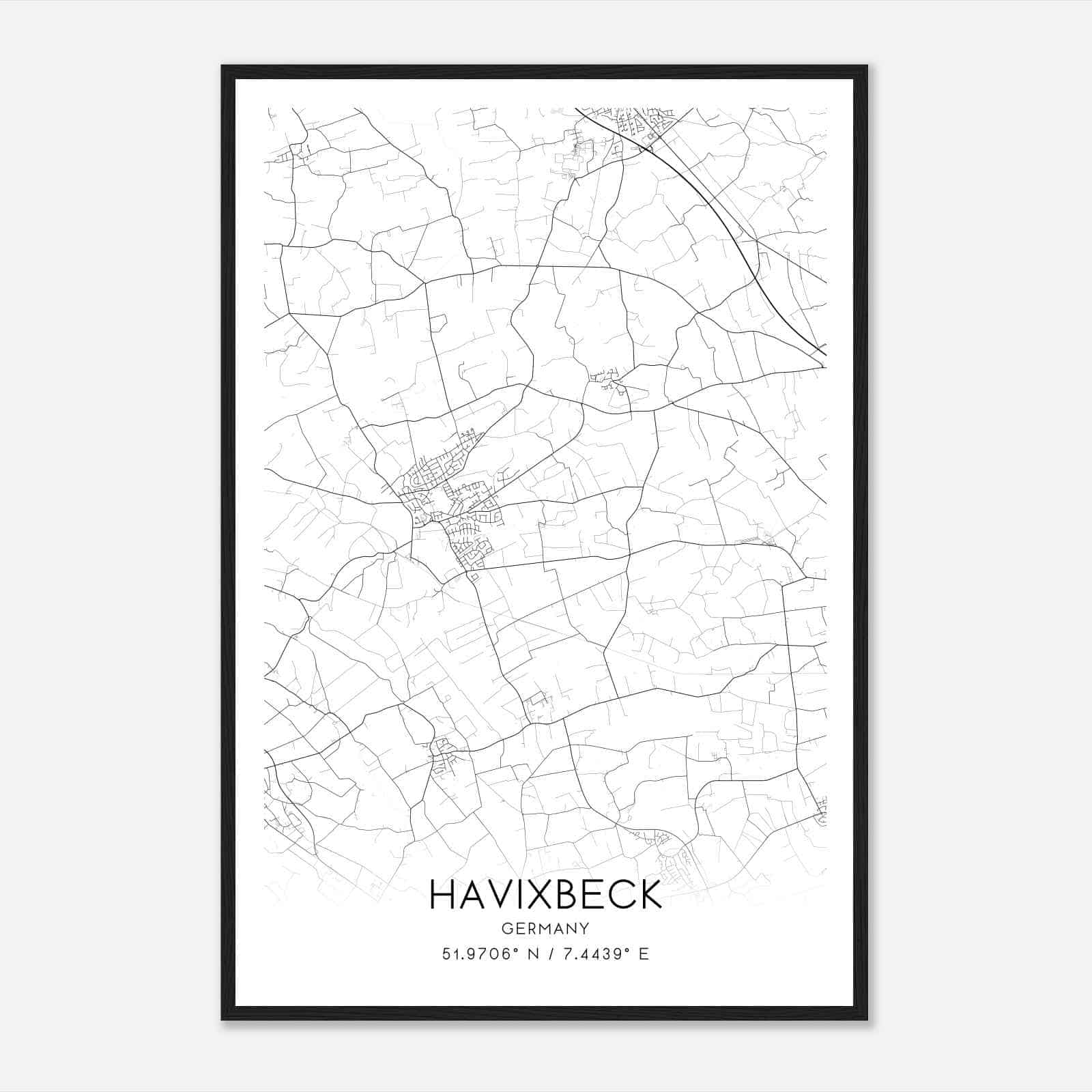 Havixbeck Germany Map Poster, Modern Home Decor Wall Art Print