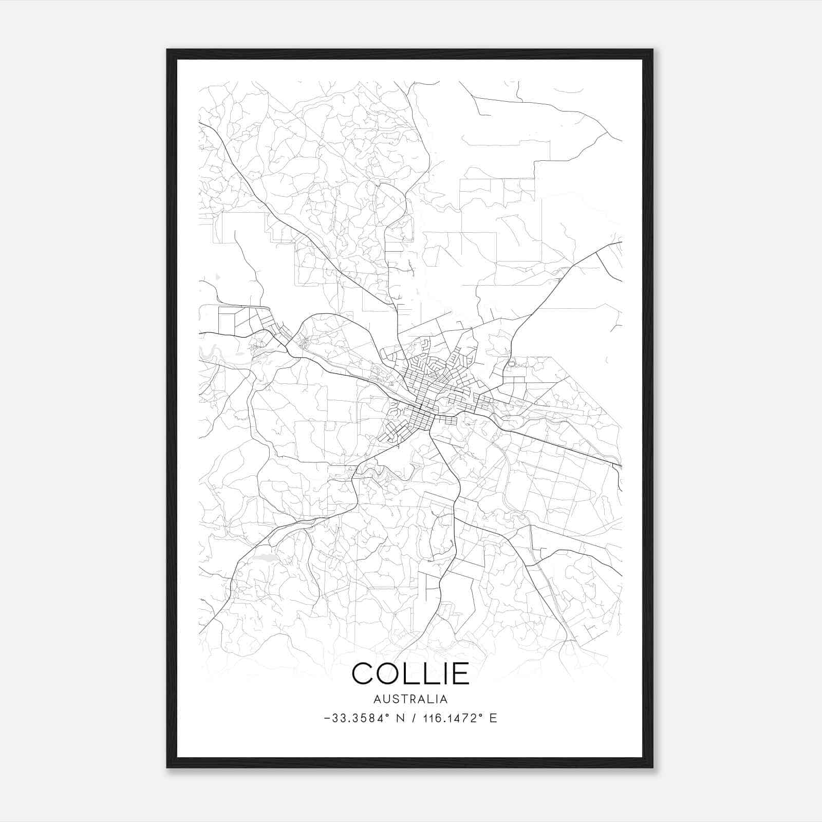 Collie Australia Map Poster, Modern Home Decor Wall Art Print