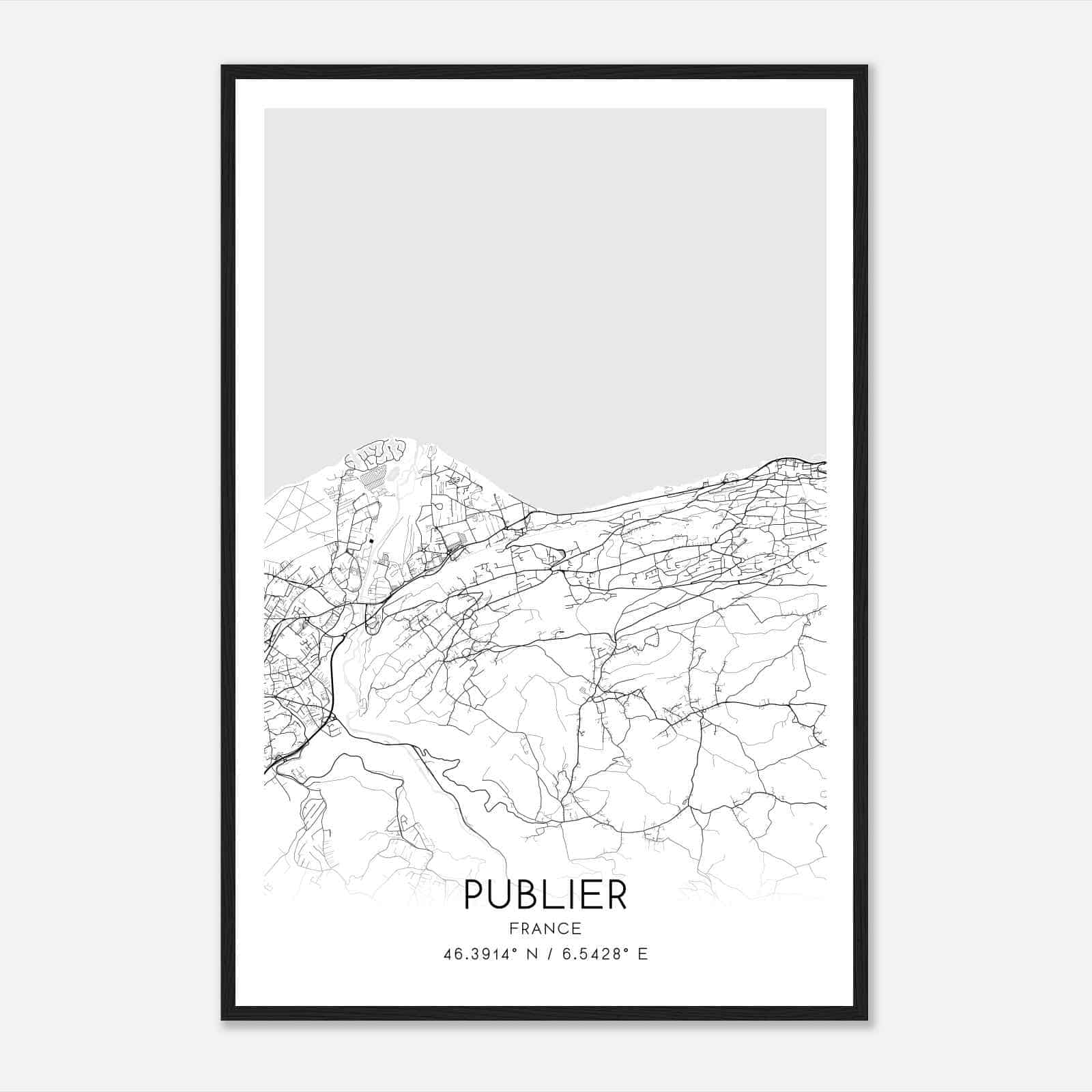 Publier France Map Poster, Modern Home Decor Wall Art Print