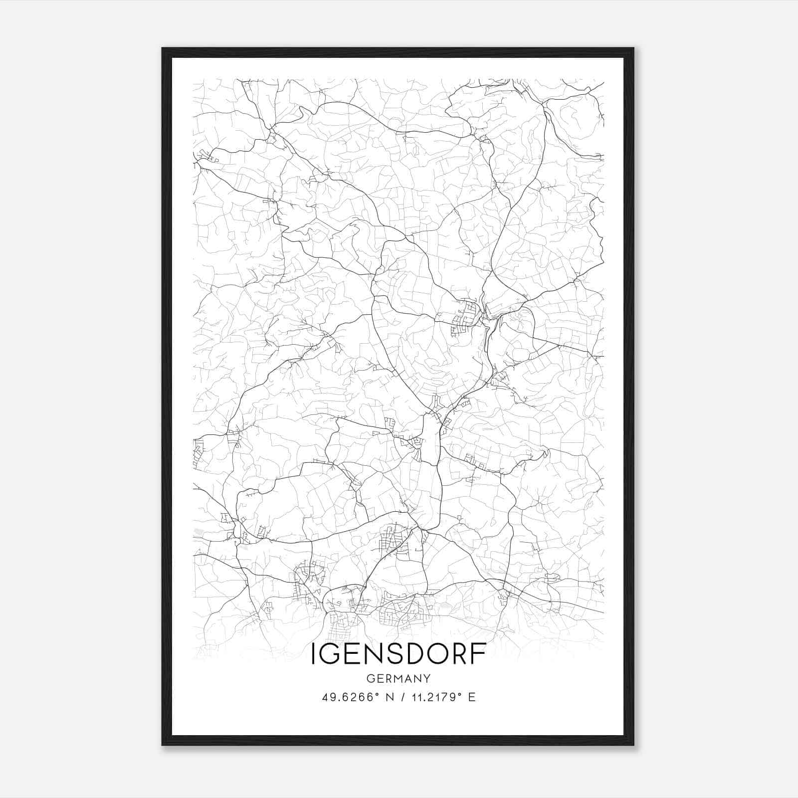 Igensdorf Germany Map Poster, Modern Home Decor Wall Art Print