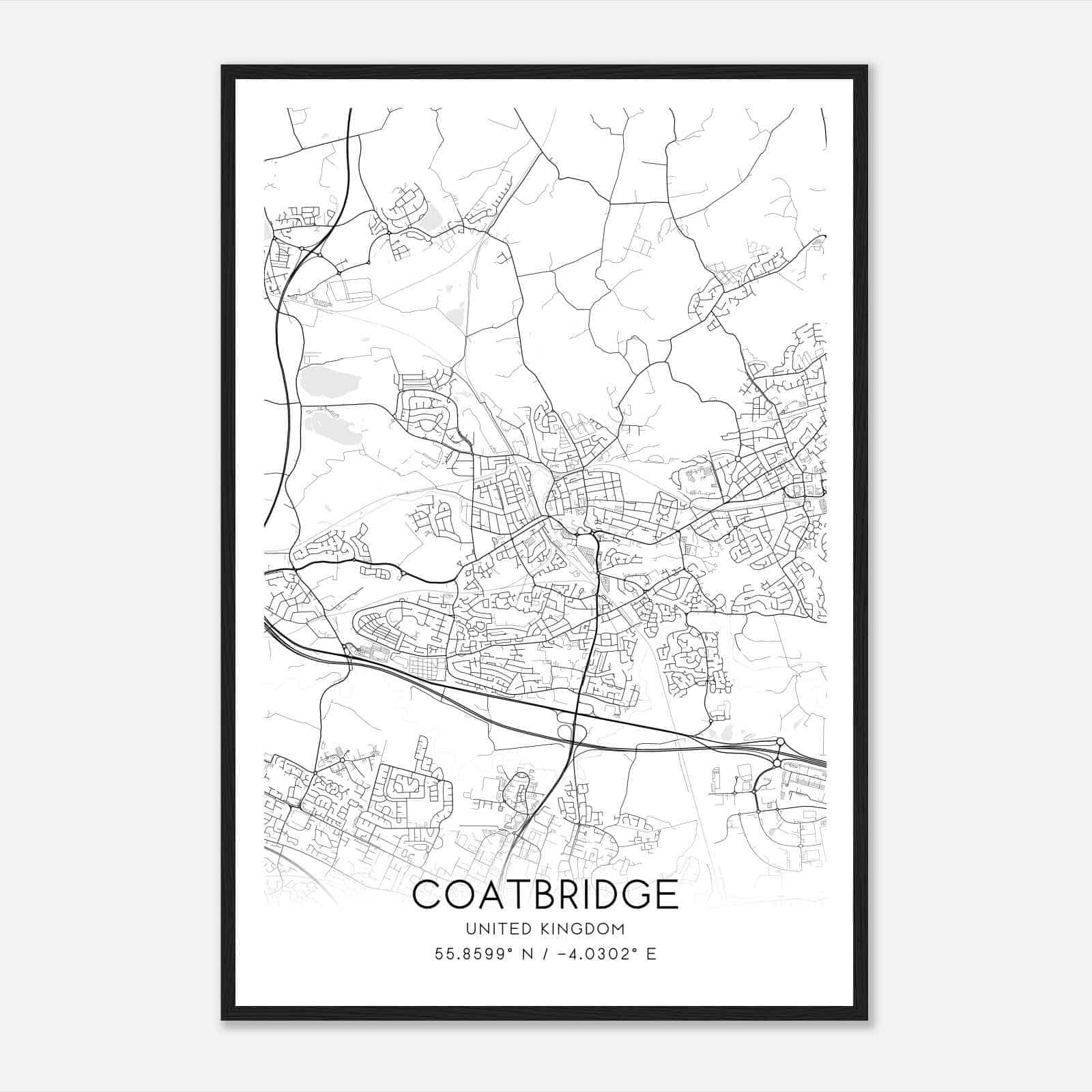 Coatbridge United Kingdom Map Poster, Modern Home Decor Wall Art Print