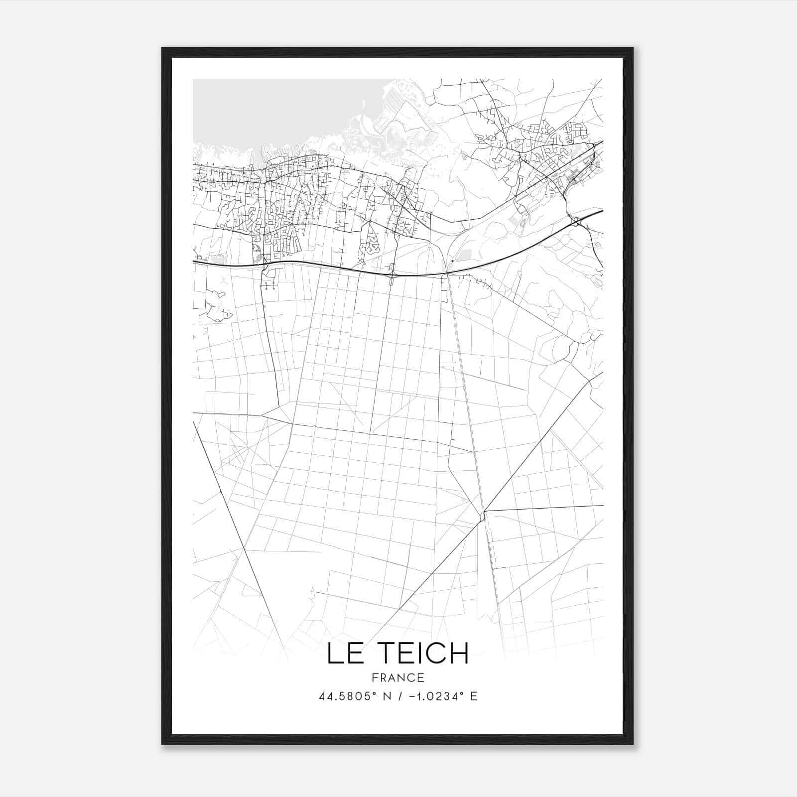 Le Teich France Map Poster, Modern Home Decor Wall Art Print