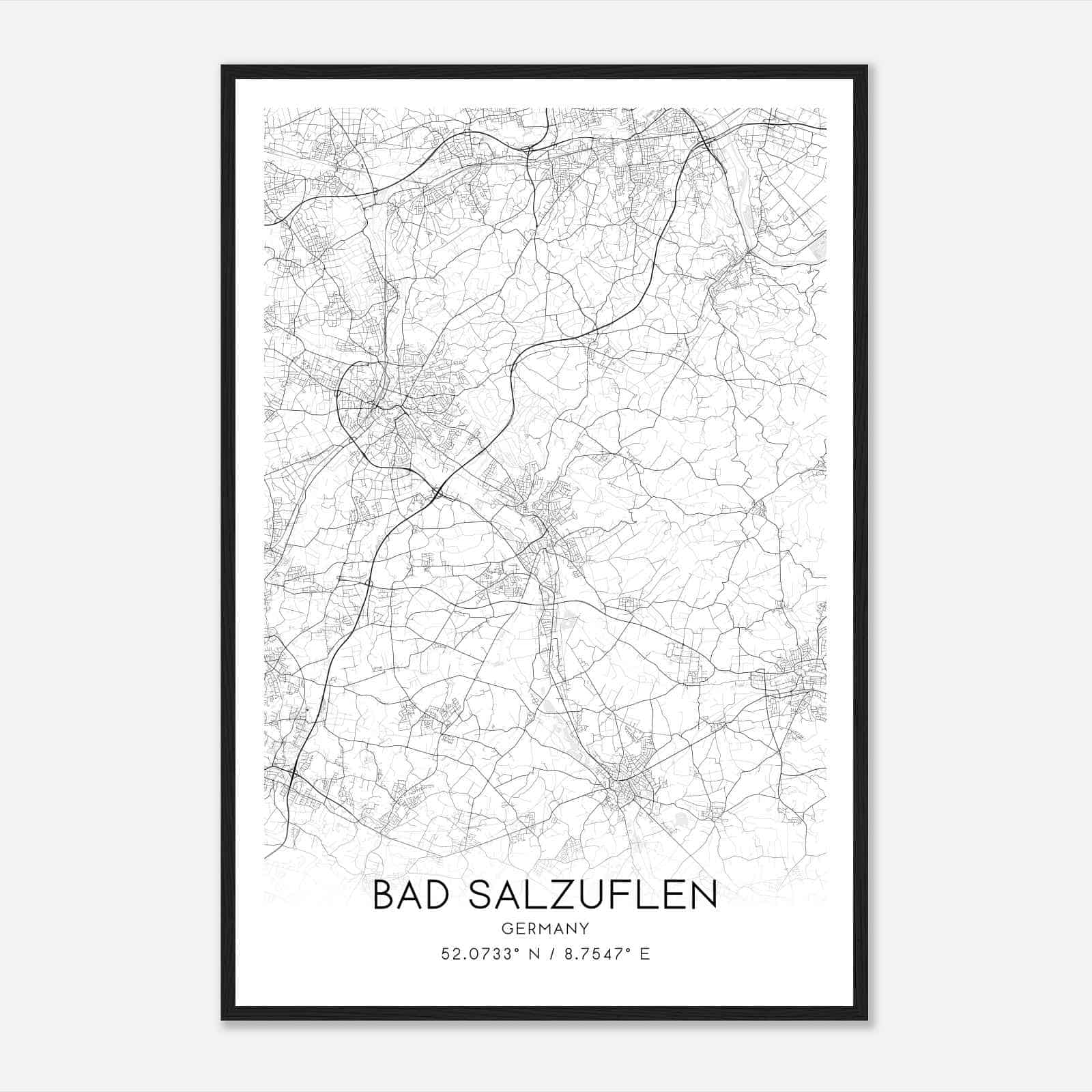 Bad Salzuflen Germany Map Poster, Modern Home Decor Wall Art Print