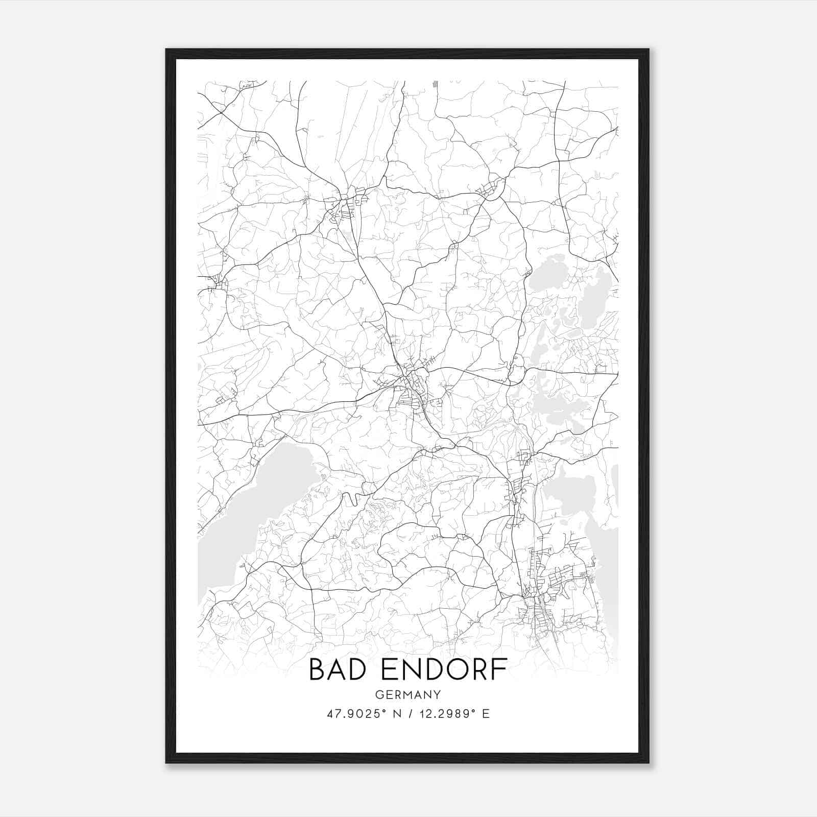 Bad Endorf Germany Map Poster, Modern Home Decor Wall Art Print