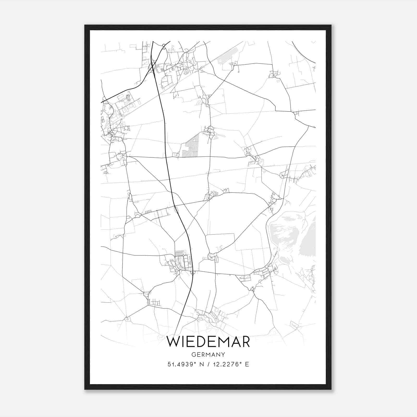 Wiedemar Germany Map Poster, Modern Home Decor Wall Art Print