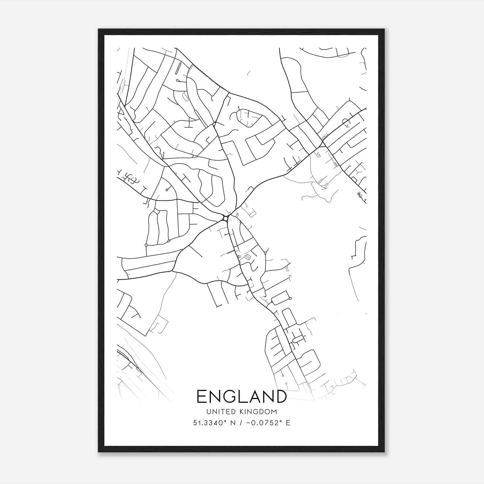 Sanderstead United Kingdom Map Poster, Modern Home Decor Wall Art Print