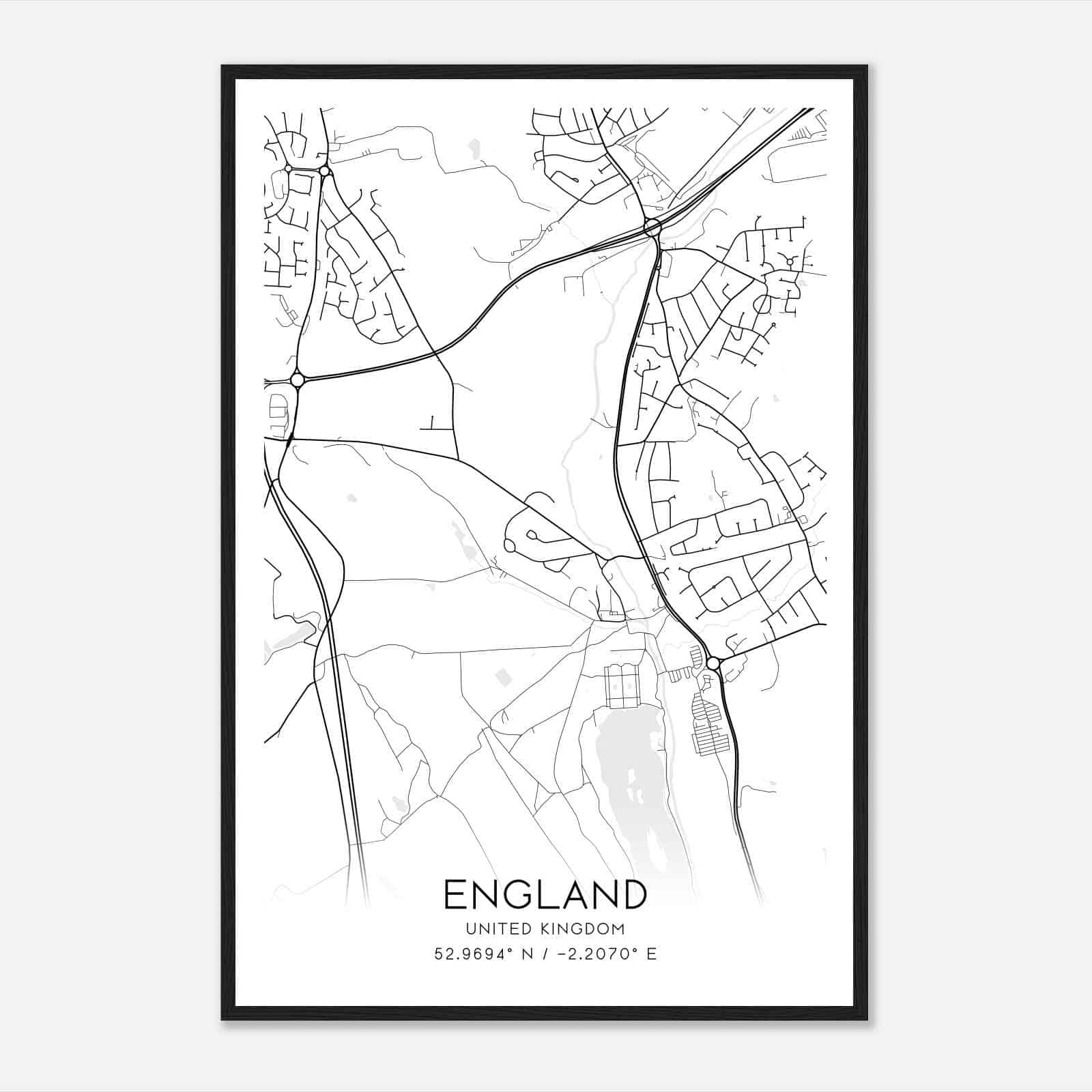 Trentham United Kingdom Map Poster, Modern Home Decor Wall Art Print