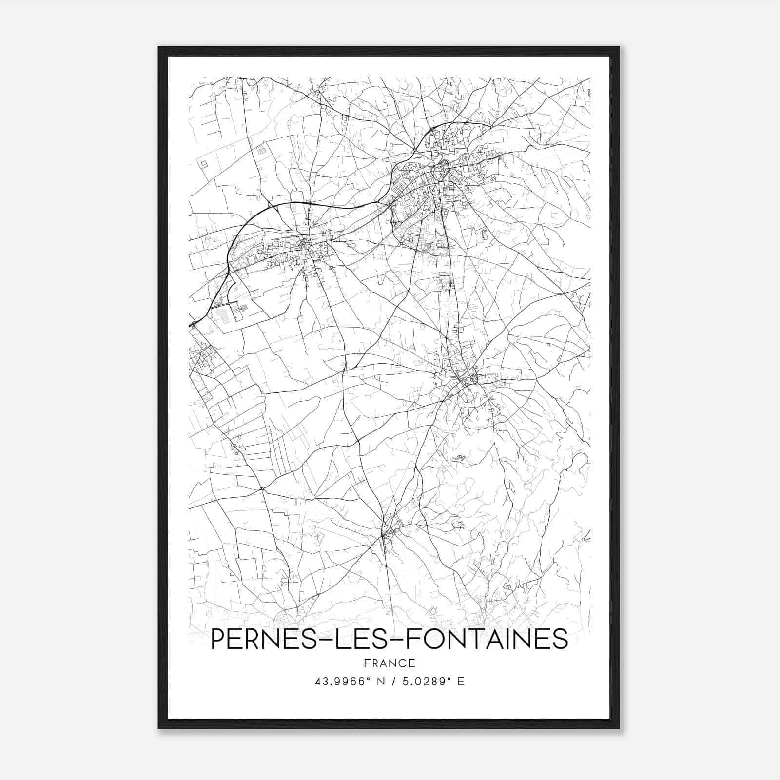 Pernes-les-Fontaines France Map Poster, Modern Home Decor Wall Art Print