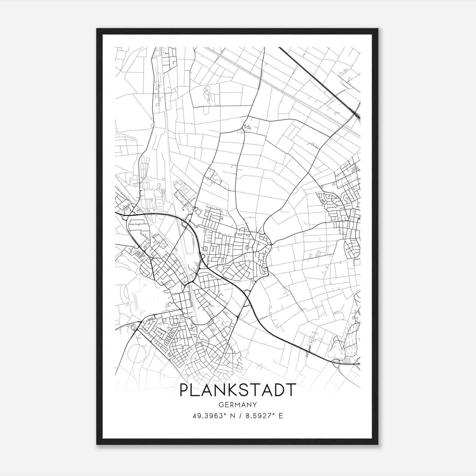 Plankstadt Germany Map Poster, Modern Home Decor Wall Art Print