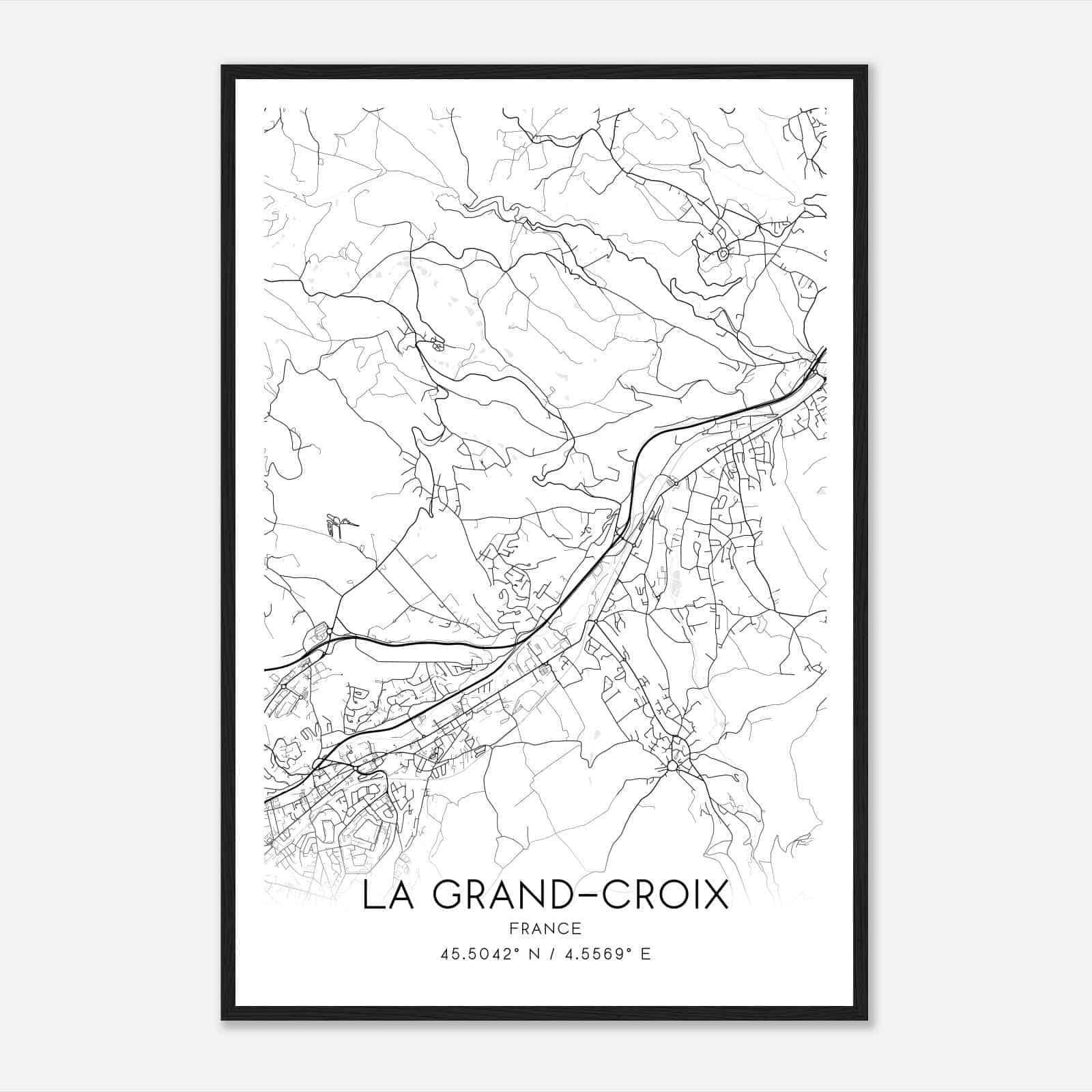 La Grand-Croix France Map Poster, Modern Home Decor Wall Art Print