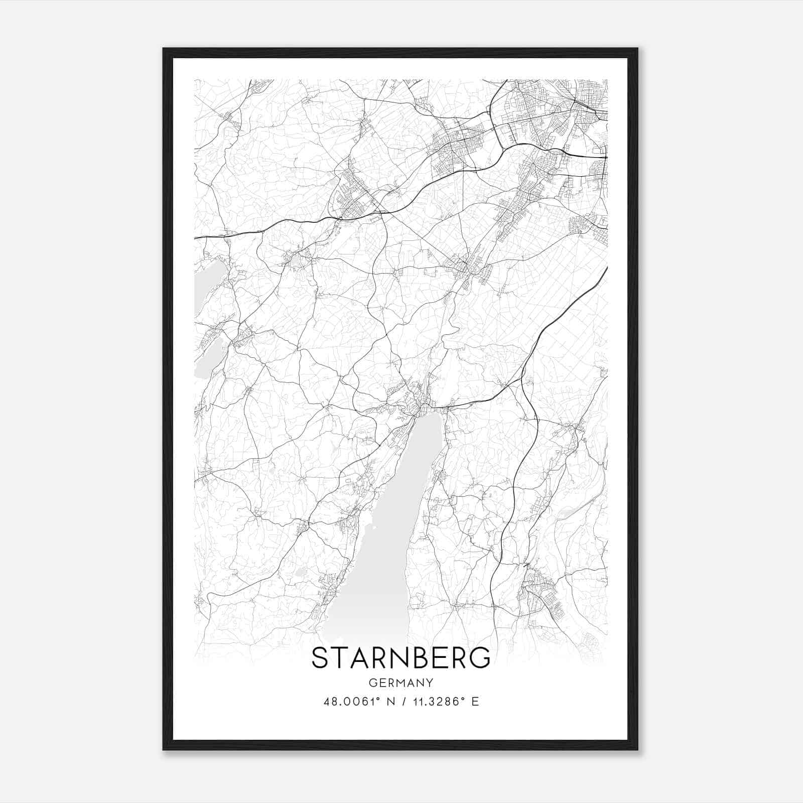 Starnberg Germany Map Poster, Modern Home Decor Wall Art Print