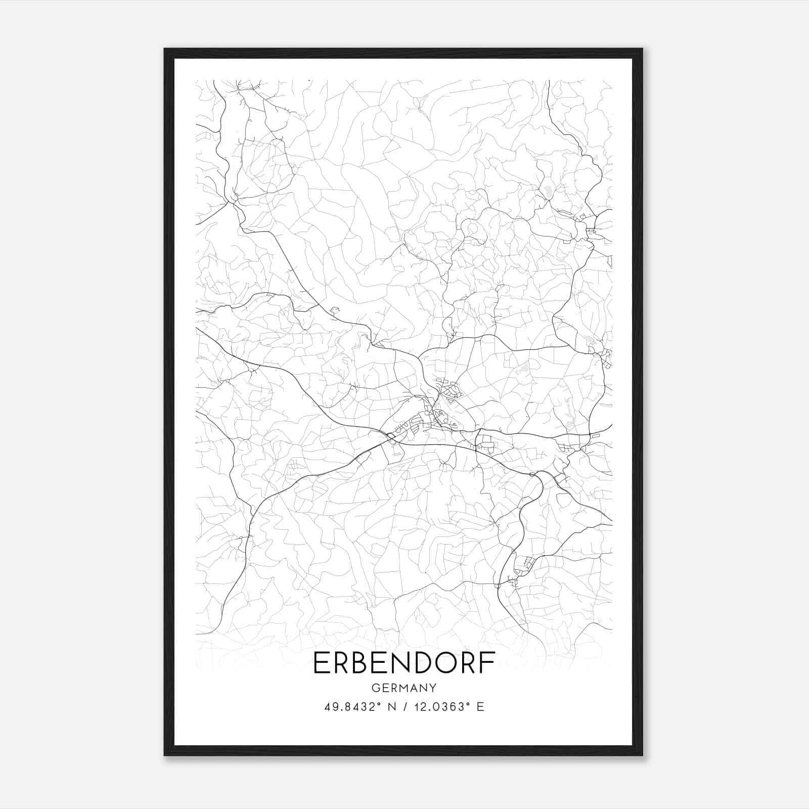 Erbendorf Germany Map Poster, Modern Home Decor Wall Art Print