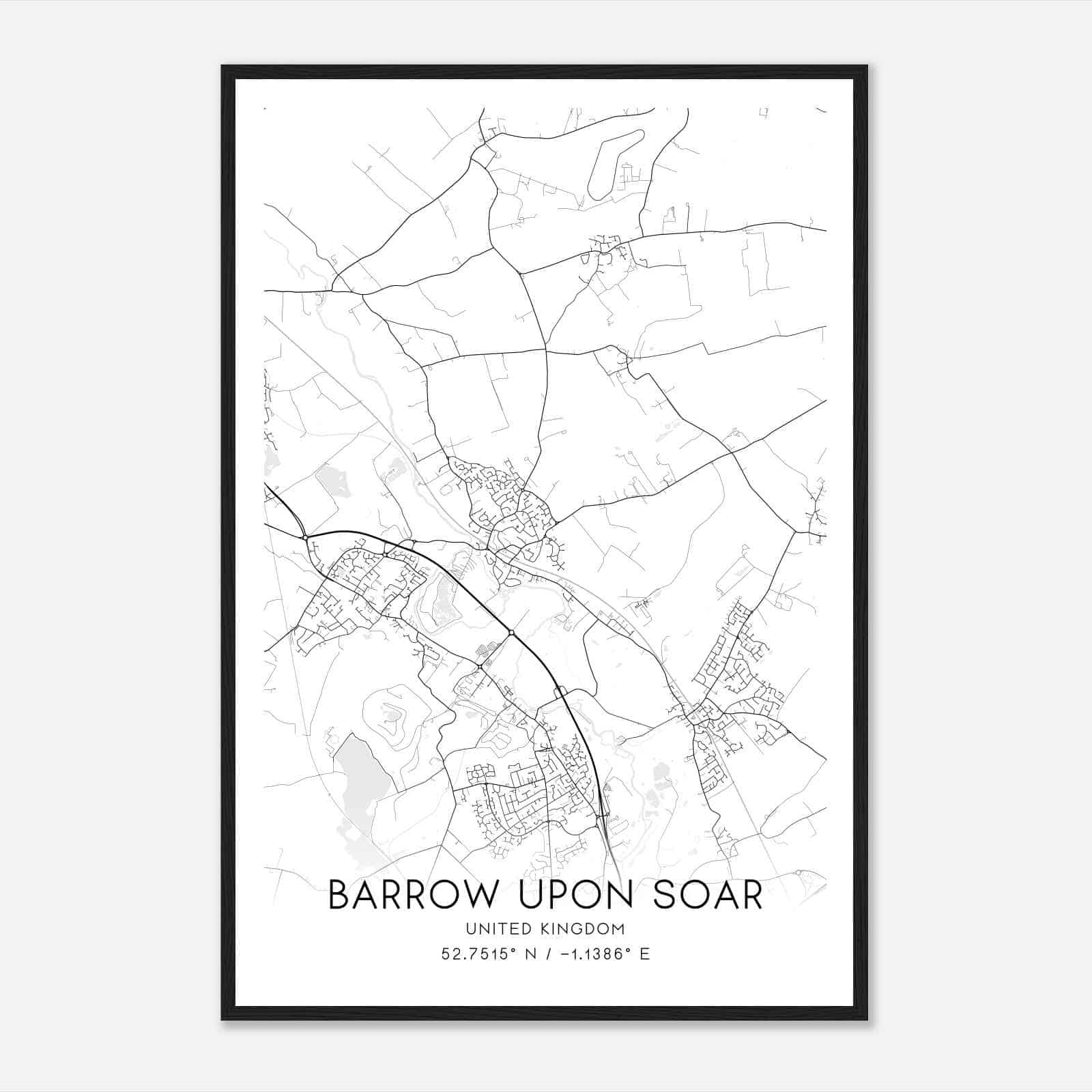 Barrow upon Soar United Kingdom Map Poster, Modern Home Decor Wall Art Print