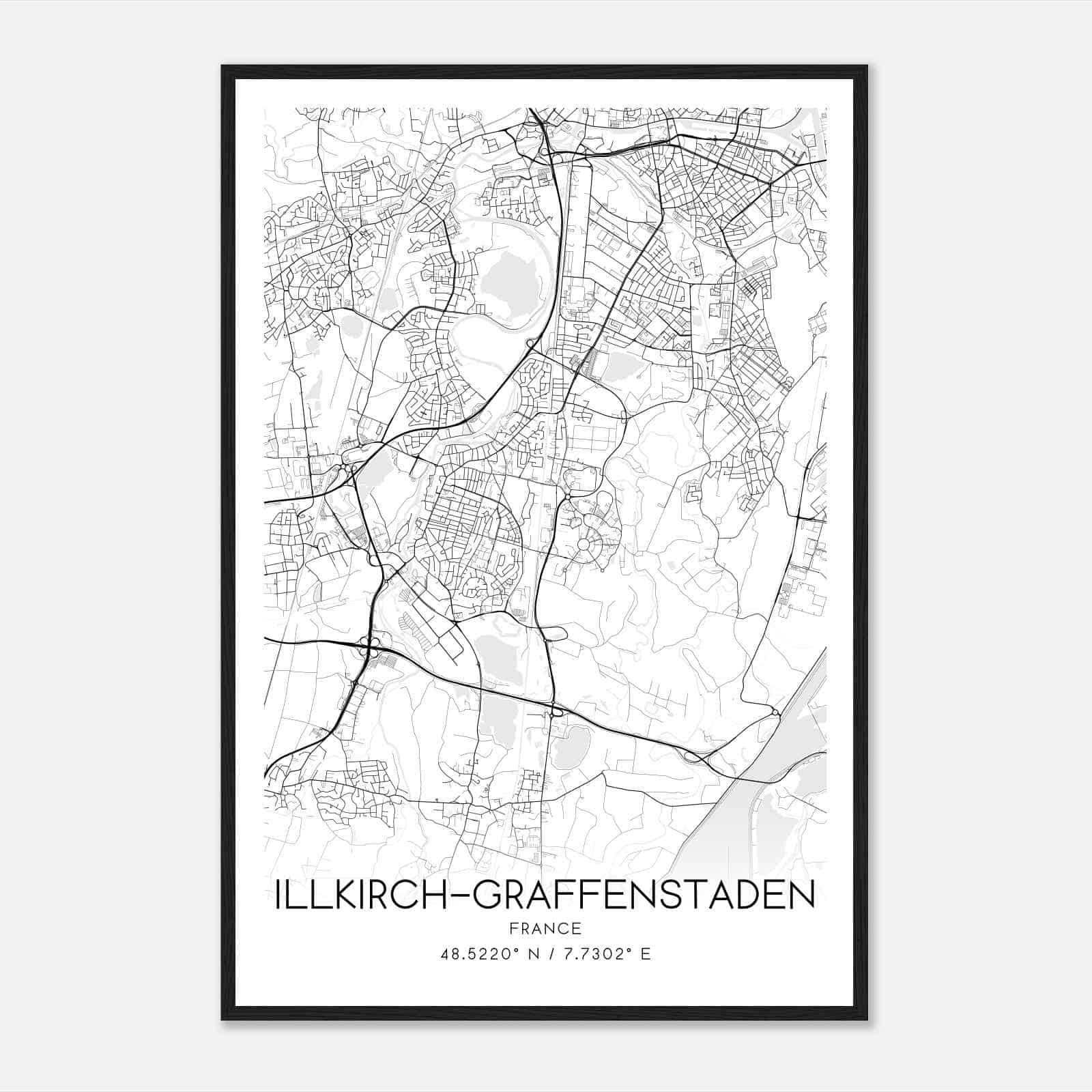 Illkirch-Graffenstaden France Map Poster, Modern Home Decor Wall Art Print
