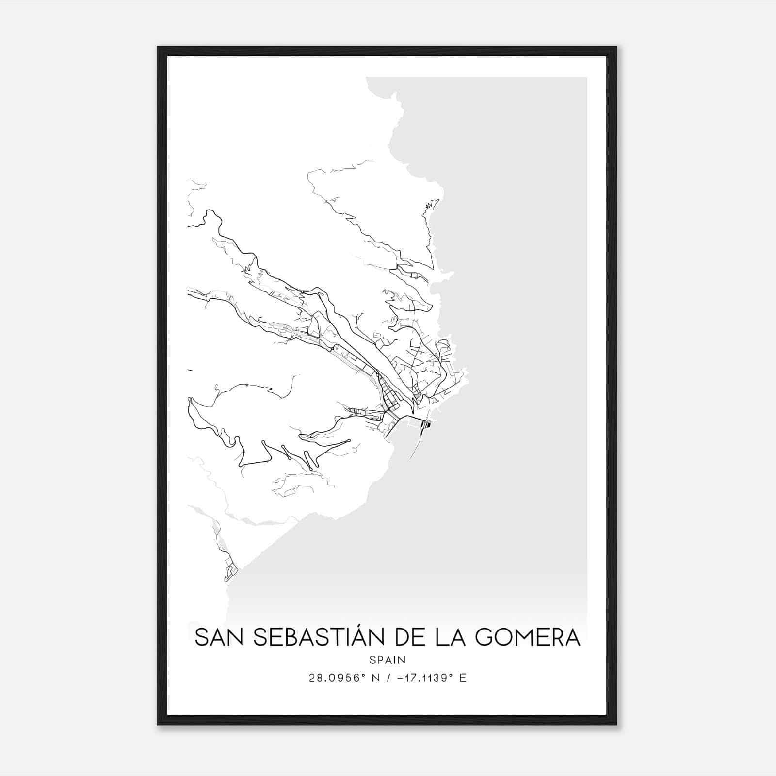 San Sebastian de la Gomera Spain Map Poster, Modern Home Decor Wall Art Print