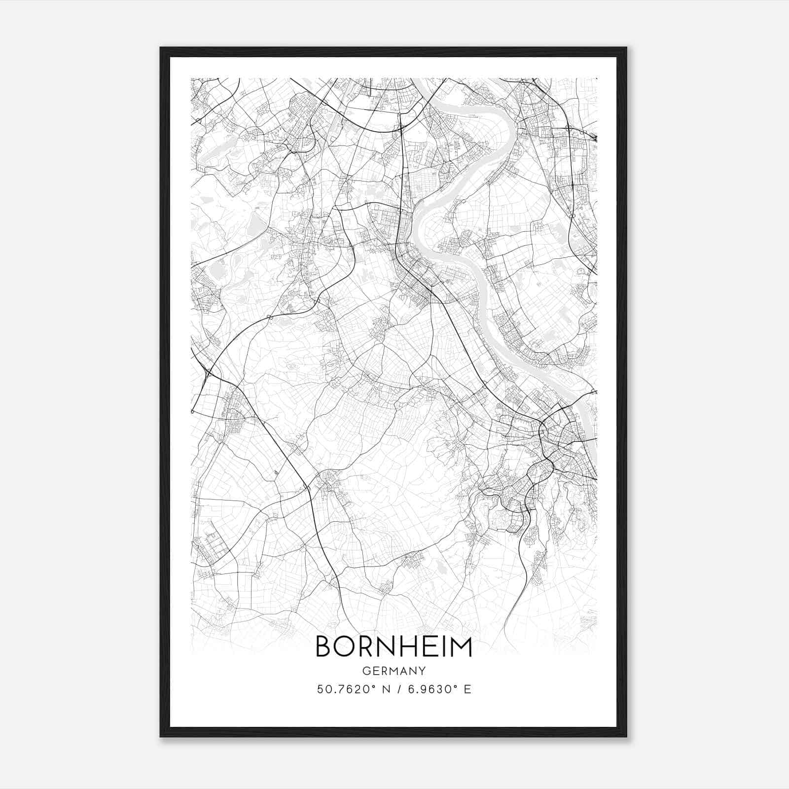 Bornheim Germany Map Poster, Modern Home Decor Wall Art Print