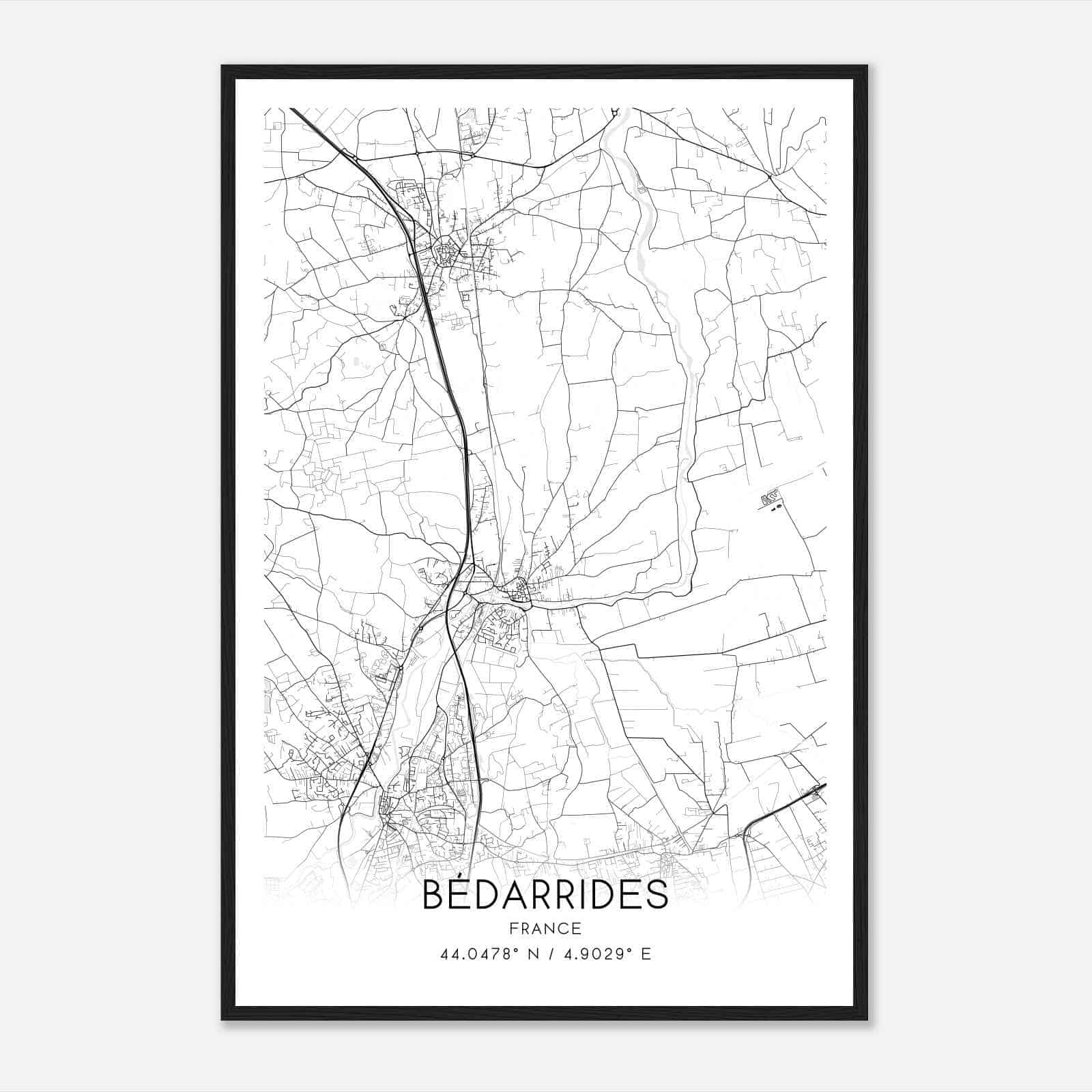 Bedarrides France Map Poster, Modern Home Decor Wall Art Print