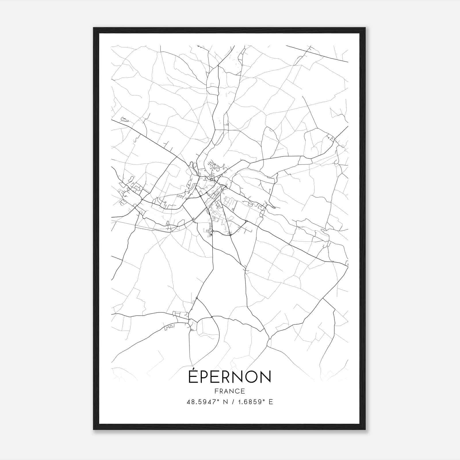 Epernon France Map Poster, Modern Home Decor Wall Art Print